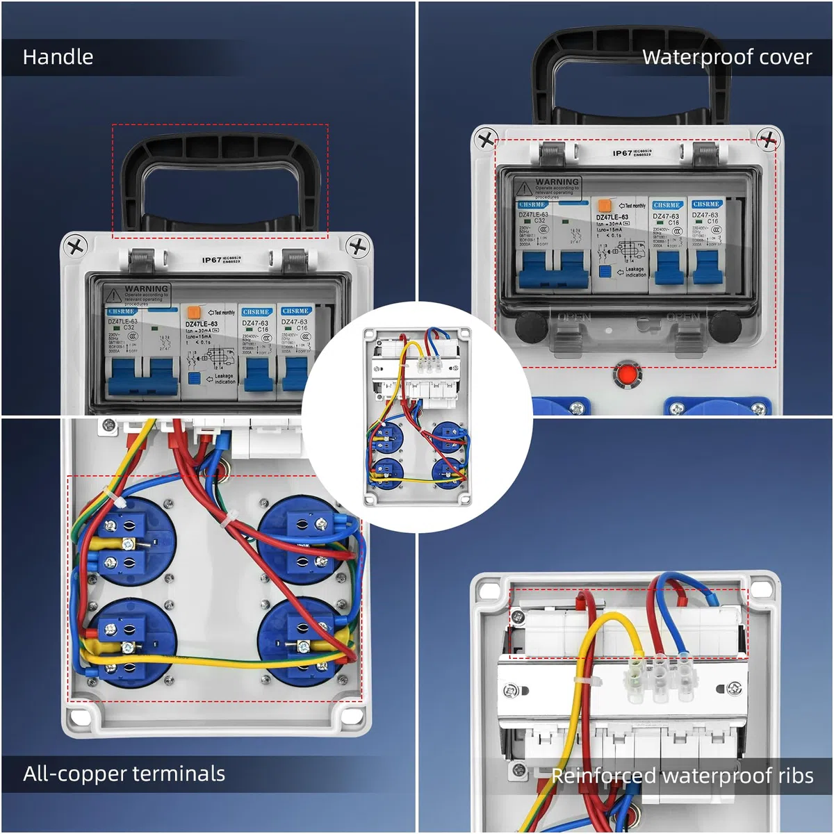 Coffret Électrique de Chantier 230 V IP67 avec Disjoncteur 16 A