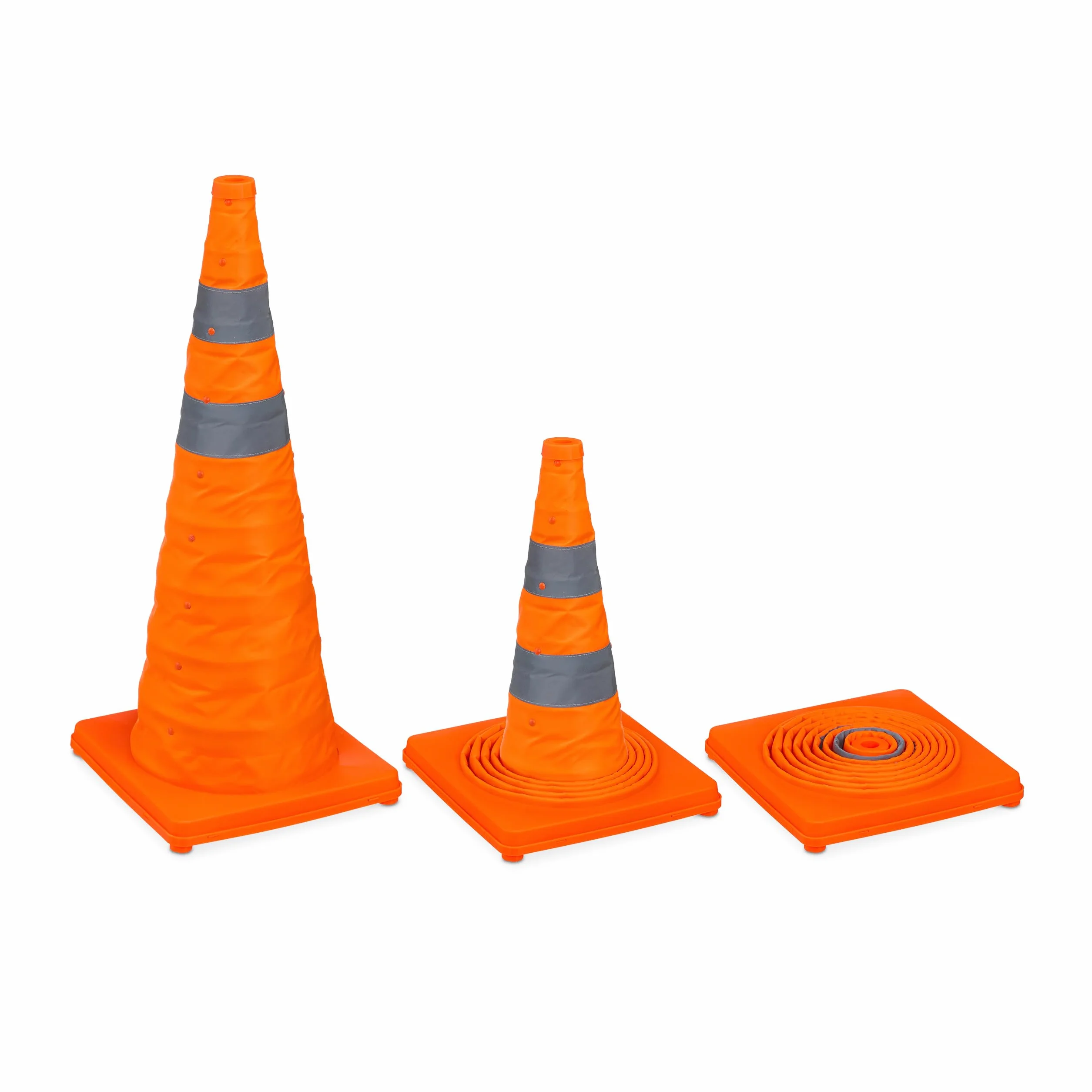 Relaxdays Cône de signalisation Lot de 4 Pliable 70 x 29 x 29 cm Orange