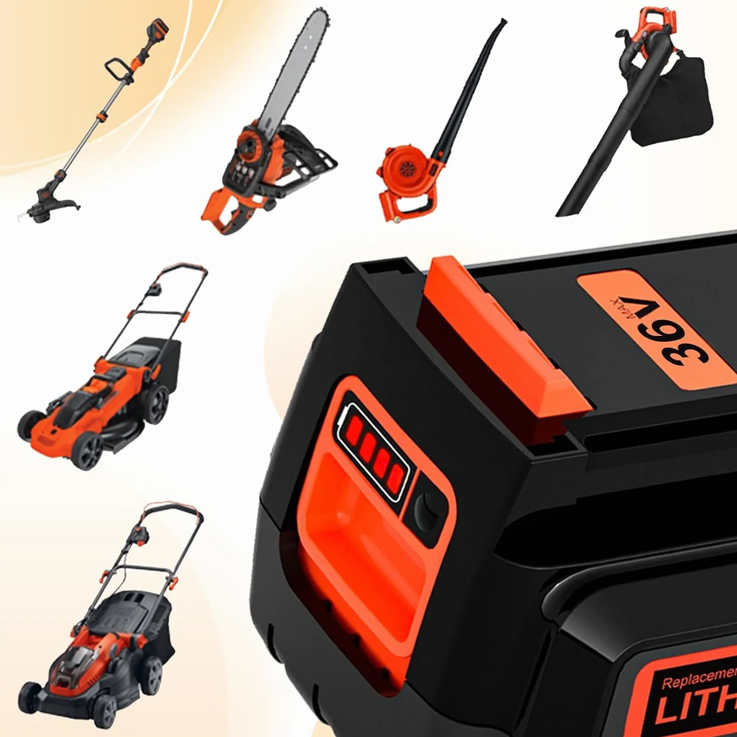 Batterie 36V 2500mAh Remplacement pour Black Decker LBX2040 LBX2540 LBX1540 avec écran LED