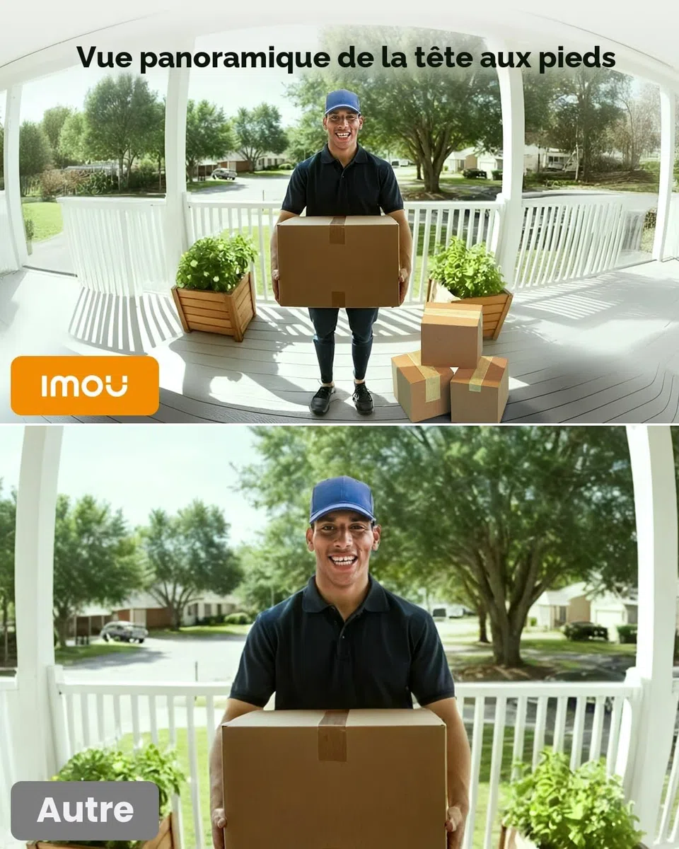 Imou DB3 KIT Sonnette Vidéo 2K+ WiFi 4MP Panoramic avec Carillon, Vision Nocturne 5m, Détection Colis AI