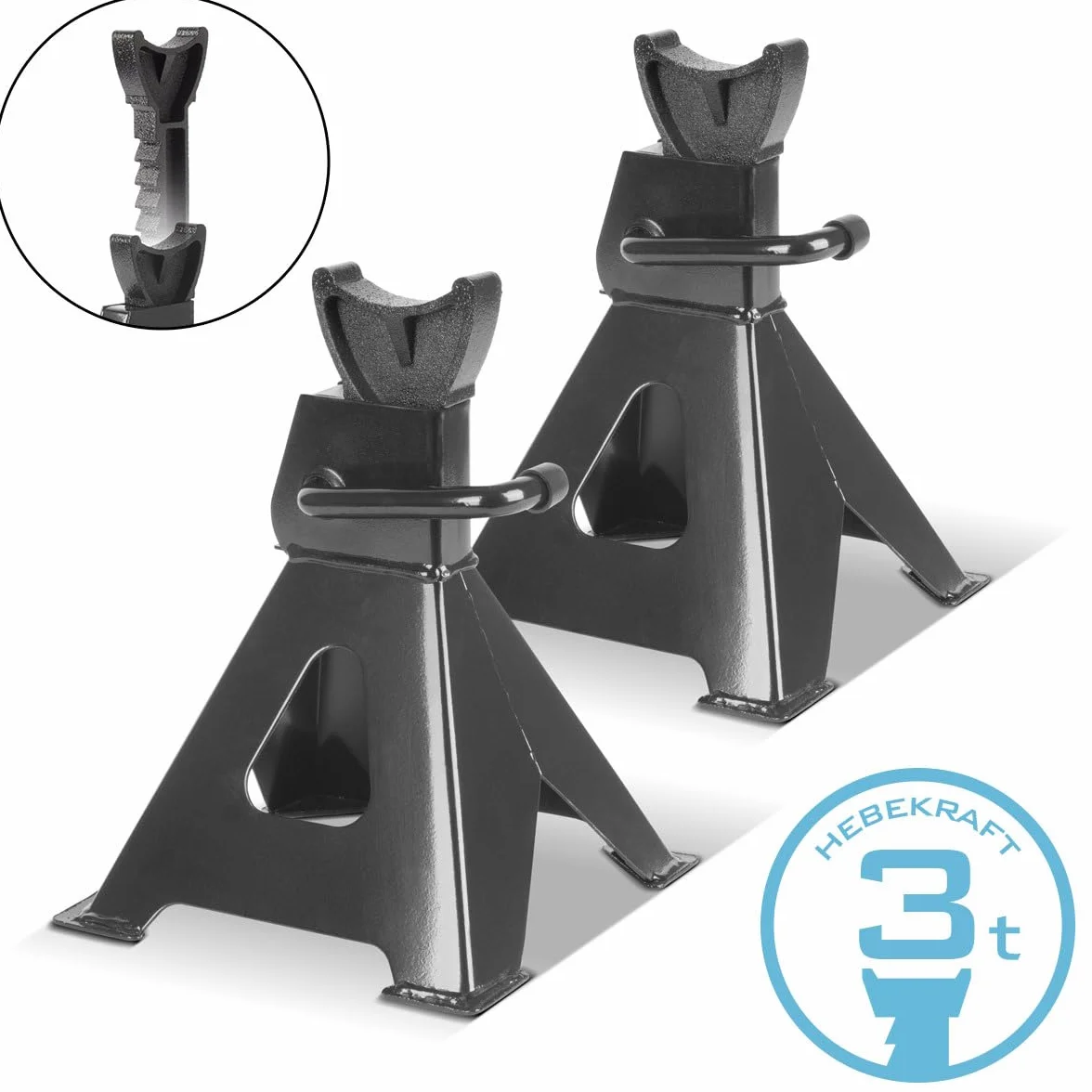STAHLWERK Béquille JS-3 Lot de 2 Capacité de Charge 3 t 275-415 mm Béquille Automobile réglable en Hauteur