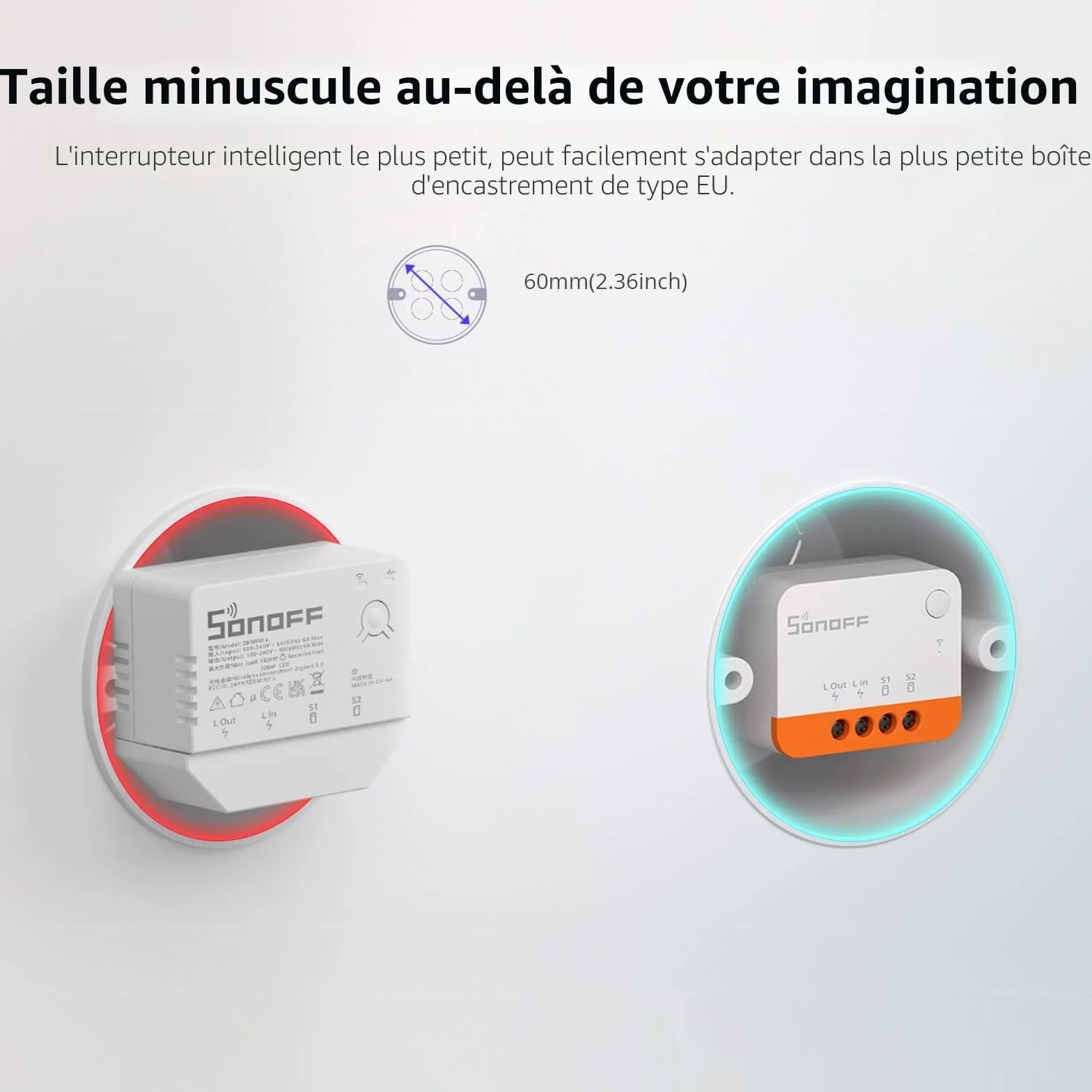 SONOFF ZBMINIL2 ZigBee Interrupteur Sans Fil 6A/1440W 2-Way Smart Switch Compatible Alexa Google Home ZigBee 3.0 (2 Pack)