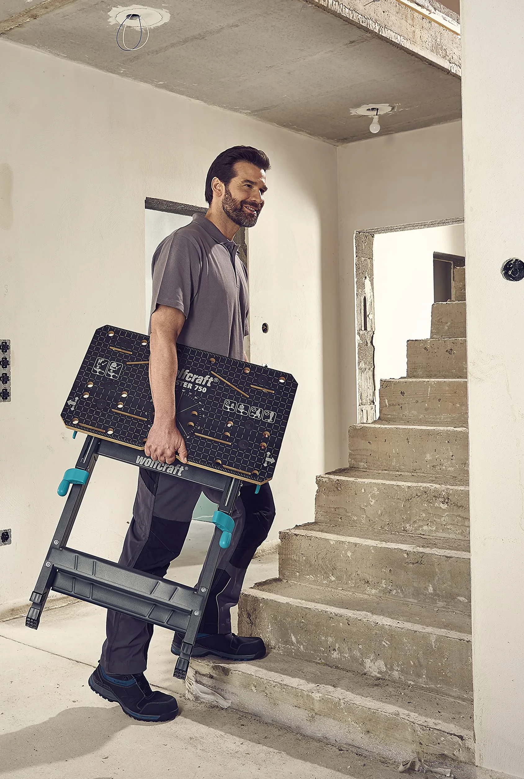 wolfcraft Établi de serrage et support de machine MASTER 750 ERGO réglable en hauteur