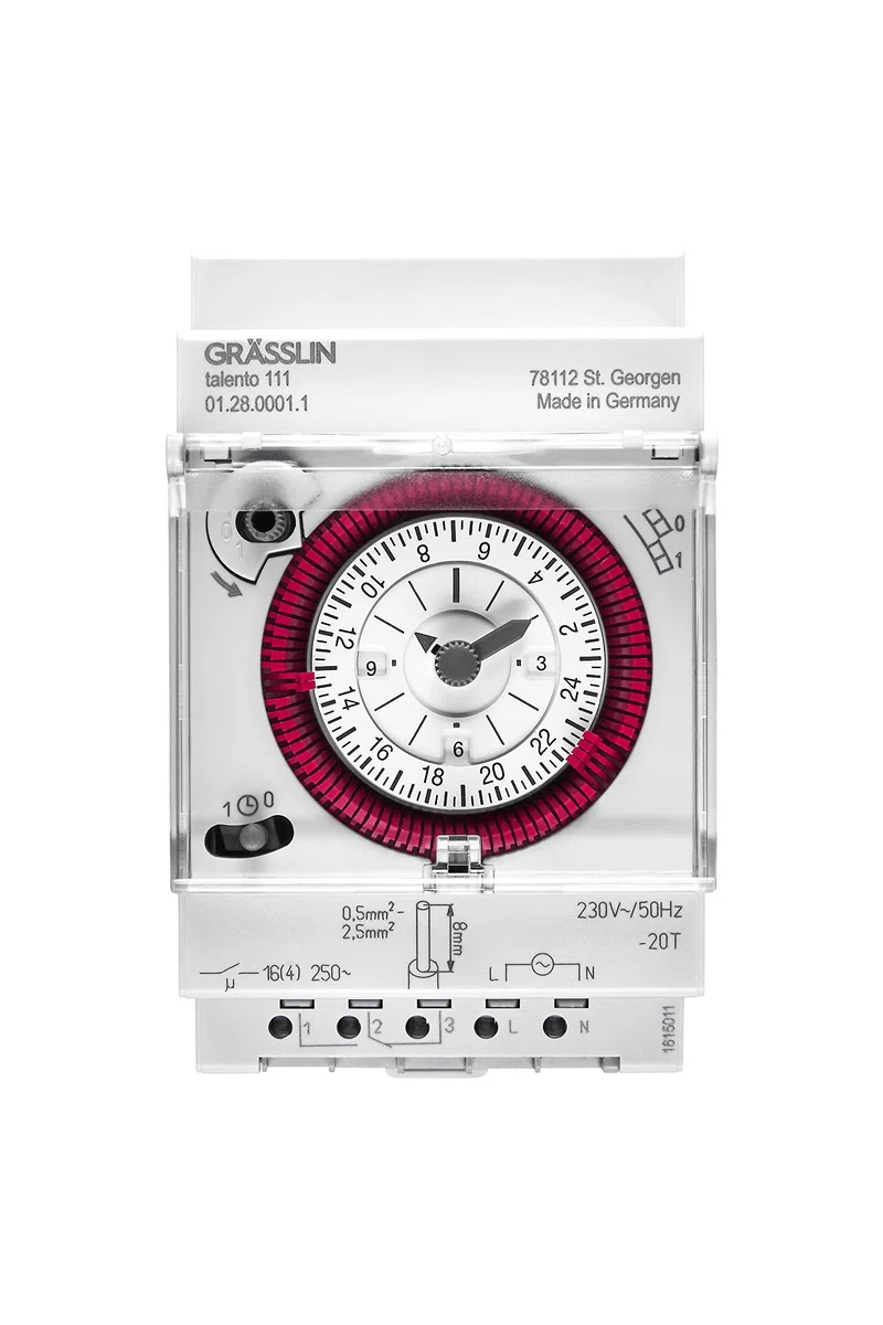 Talento 111 Horloge de Distribution analogique avec Programme journalier 3TE 1 Canal Montage sur Rail DIN LED 180W