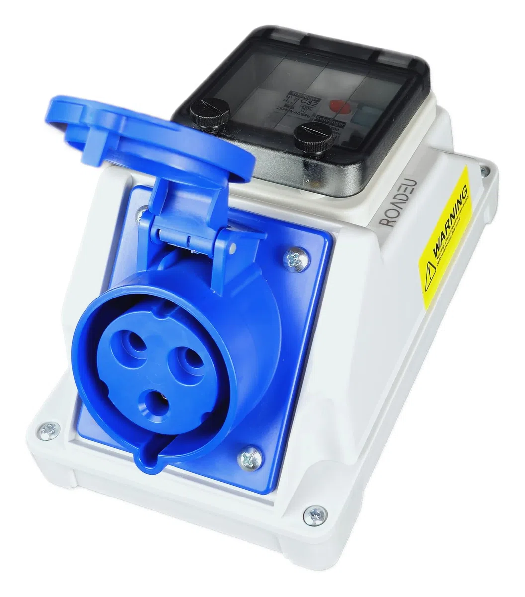 Prise Murale CEE 32A P17 Bleue IP54 Coffret Électrique Précâblé avec Différentiel 40A Type A Disjoncteur 1P+N 32A Certifié VDE