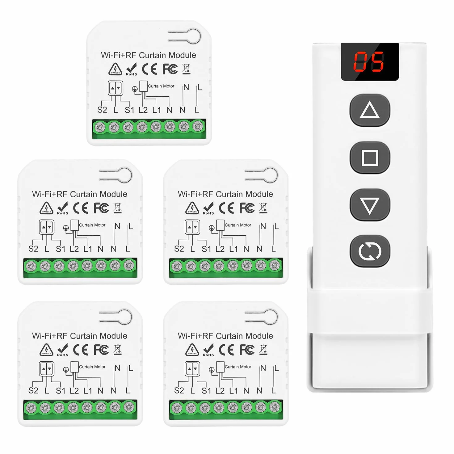 DieseRC Module de contrôleur de volet roulant intelligent sans fil 5 pièces avec télécommande RF compatible Google Home Alexa
