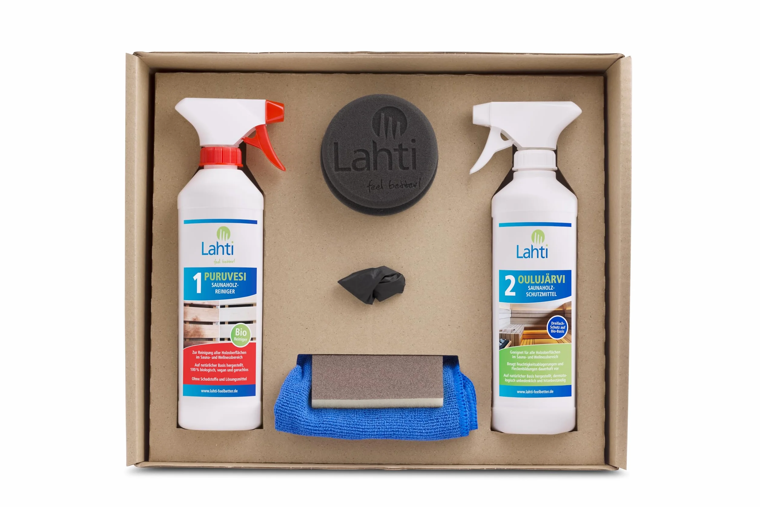 Kit d'entretien pour sauna Lahti Purujesi OULUJÄRVI - Protection, nettoyage et entretien du bois