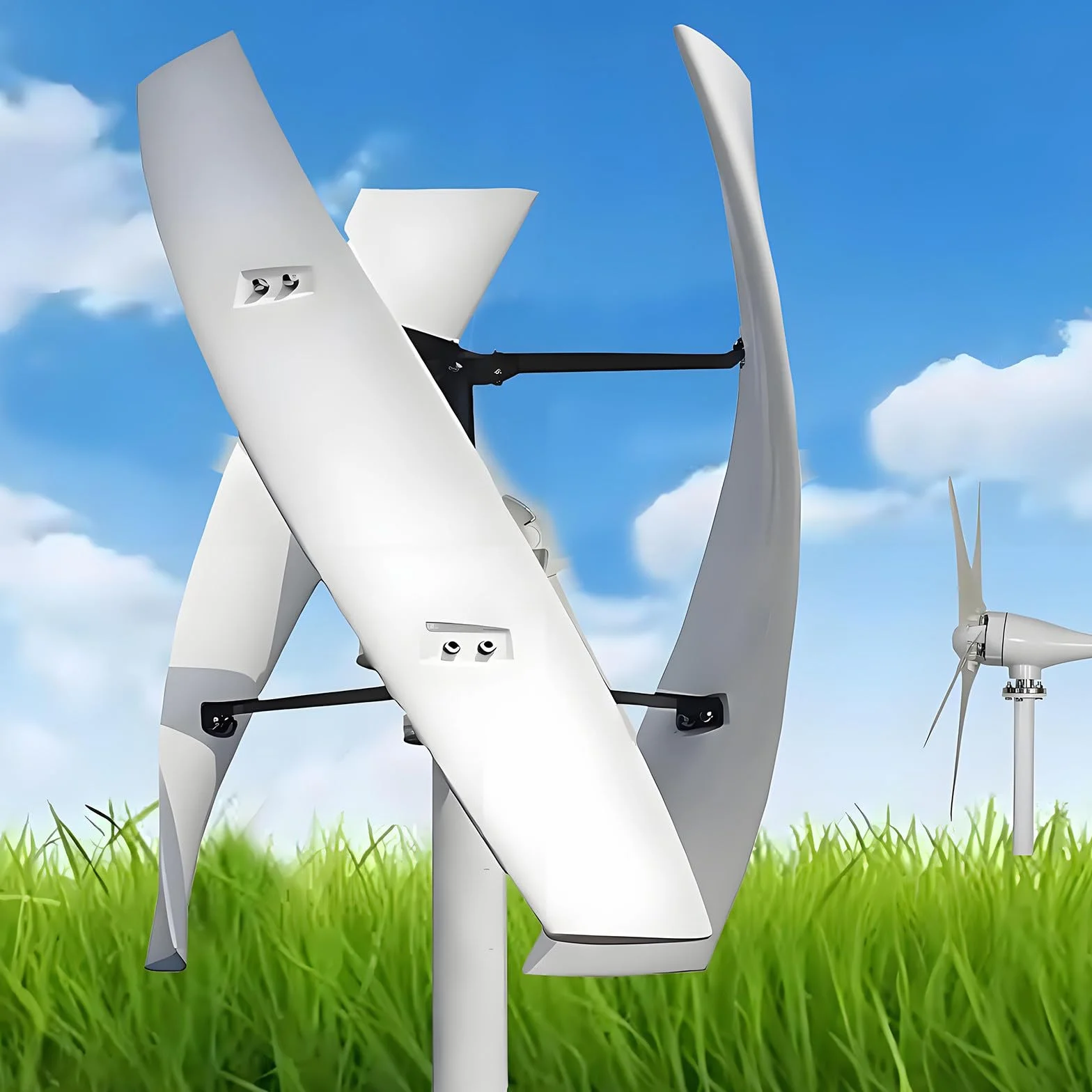 Éolienne à axe Vertical 10000W 12000W 12V 24V 48V avec contrôleur pour Systèmes Hybrides éolien et Solaire 12000W-220V