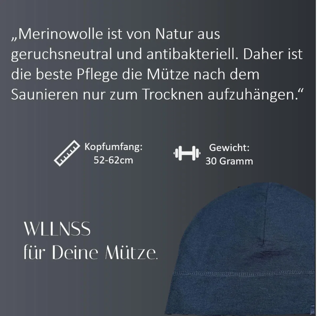 Bonnet de sauna 100 % laine mérinos, accessoire de sauna unisexe
