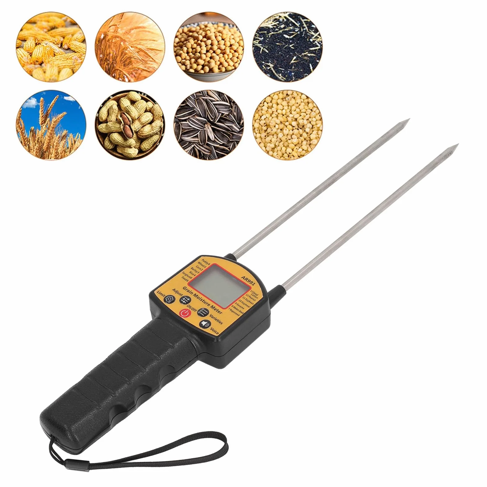 Humidimètre de Foin Portable avec Sonde et Diffusion Vocale, Testeur d'Humidité Numérique pour Paille de Céréales