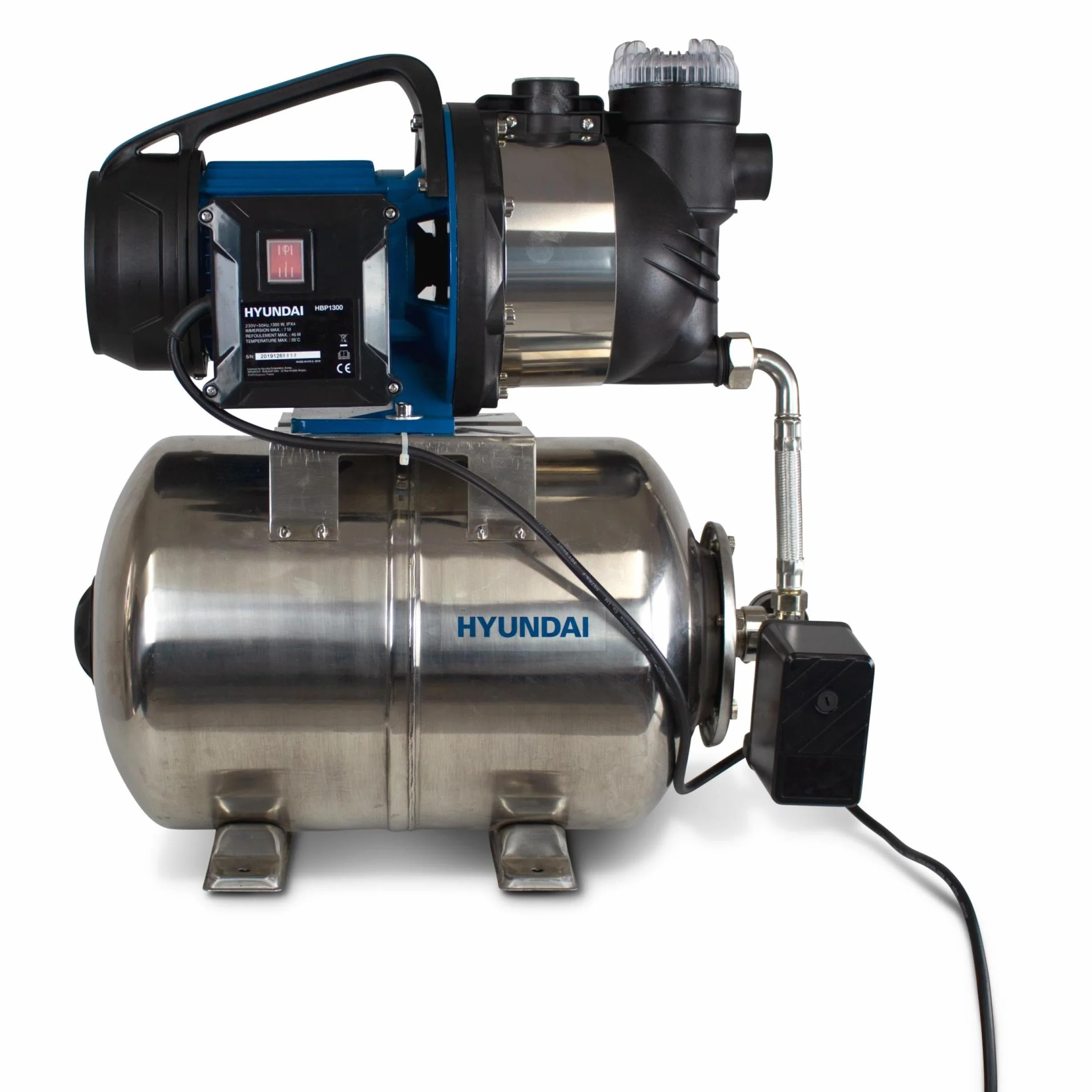 HYUNDAI HBP1300 Surpresseur 1300 W 24 L 4500 L/h Moteur induction Eaux claires