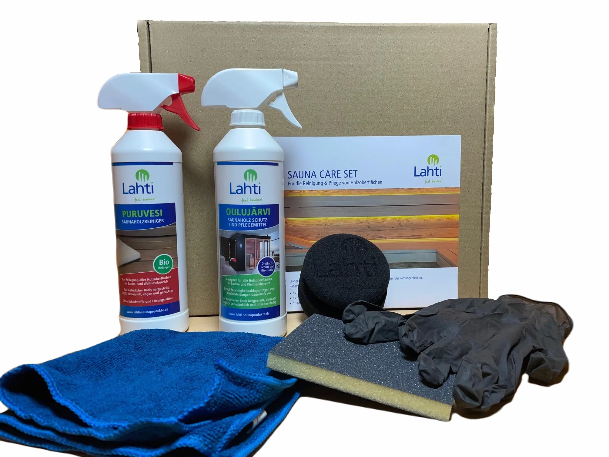 Kit d'entretien pour sauna Lahti Purujesi OULUJÄRVI - Protection, nettoyage et entretien du bois