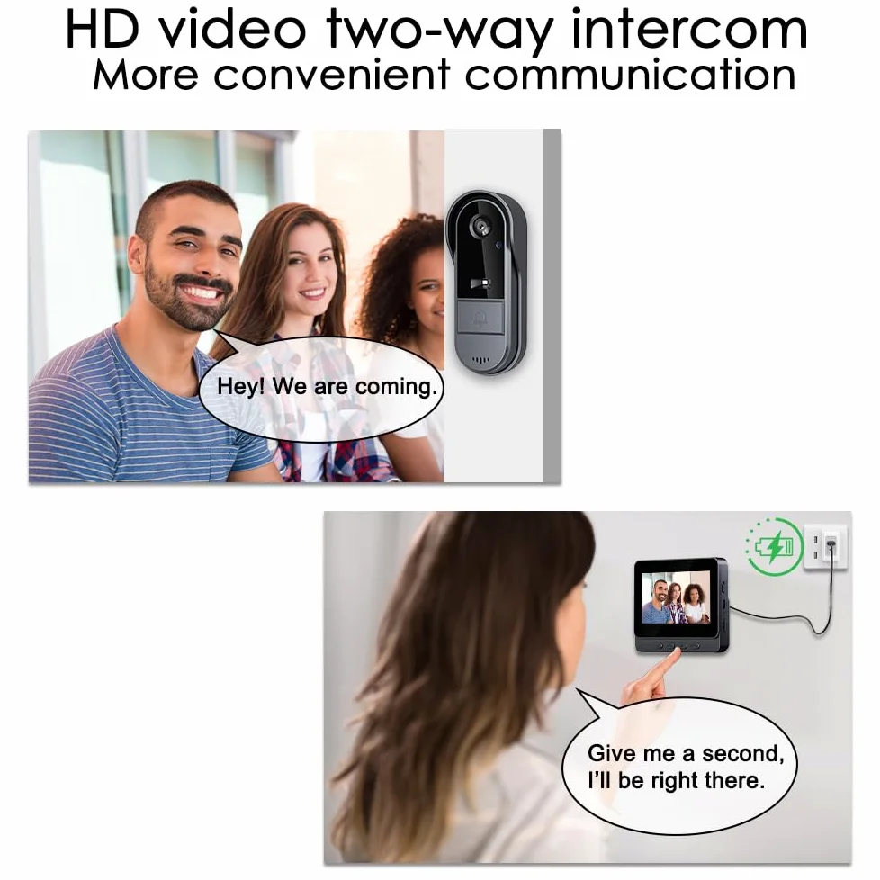 TKMARS Sonnette sans Fil avec Caméra 1080P Étanche IP67, Visiophone Vidéo Extérieur Écran 4.3"