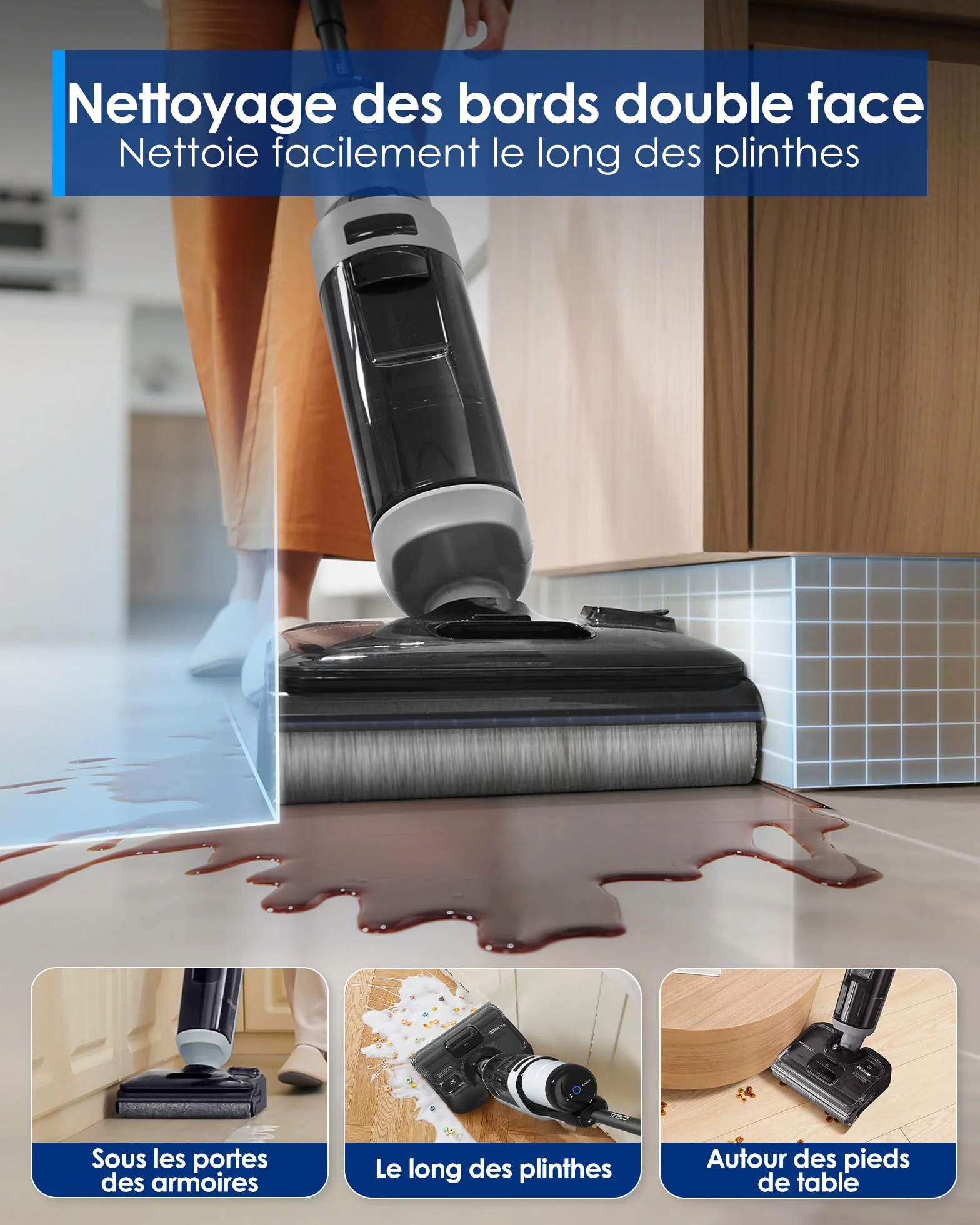 Tineco Floor One i5 Stretch Aspirateur Laveur Sec et Humide 20 kPa 180° 30 Min