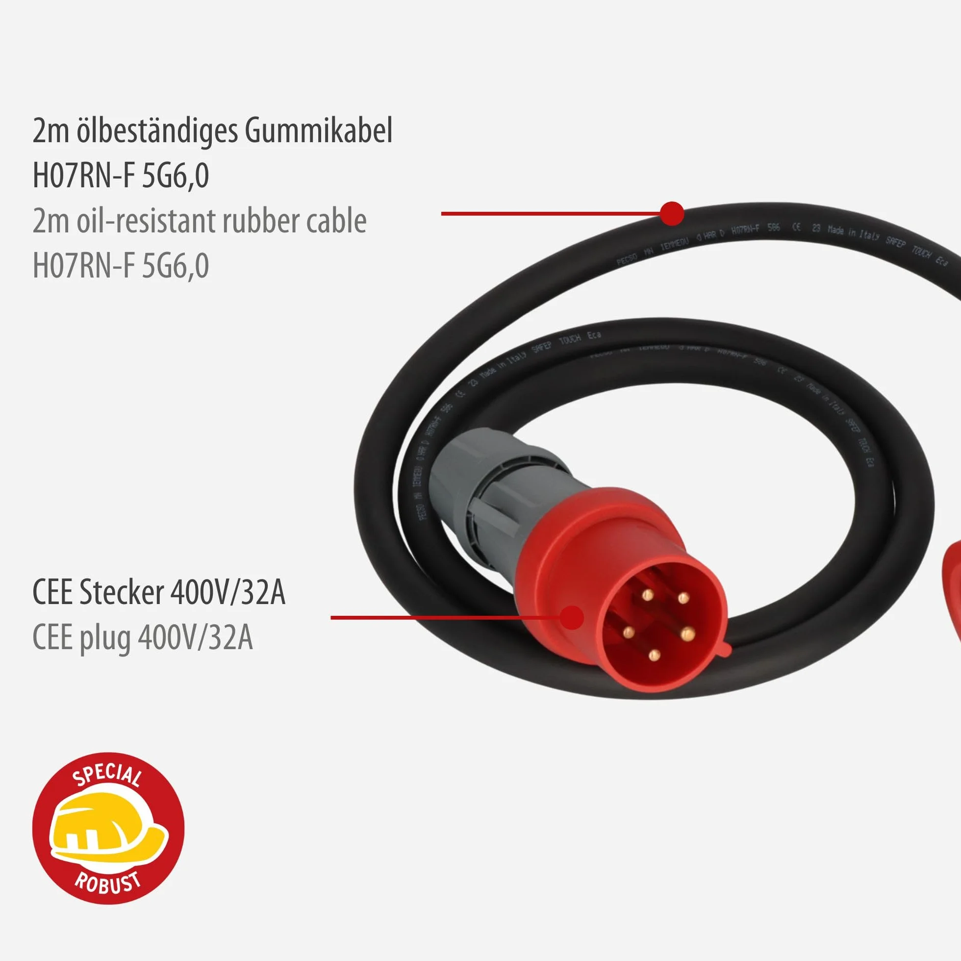 Brennenstuhl Distributeur de Courant Compact en Caoutchouc 2m CEE 400V/32A
