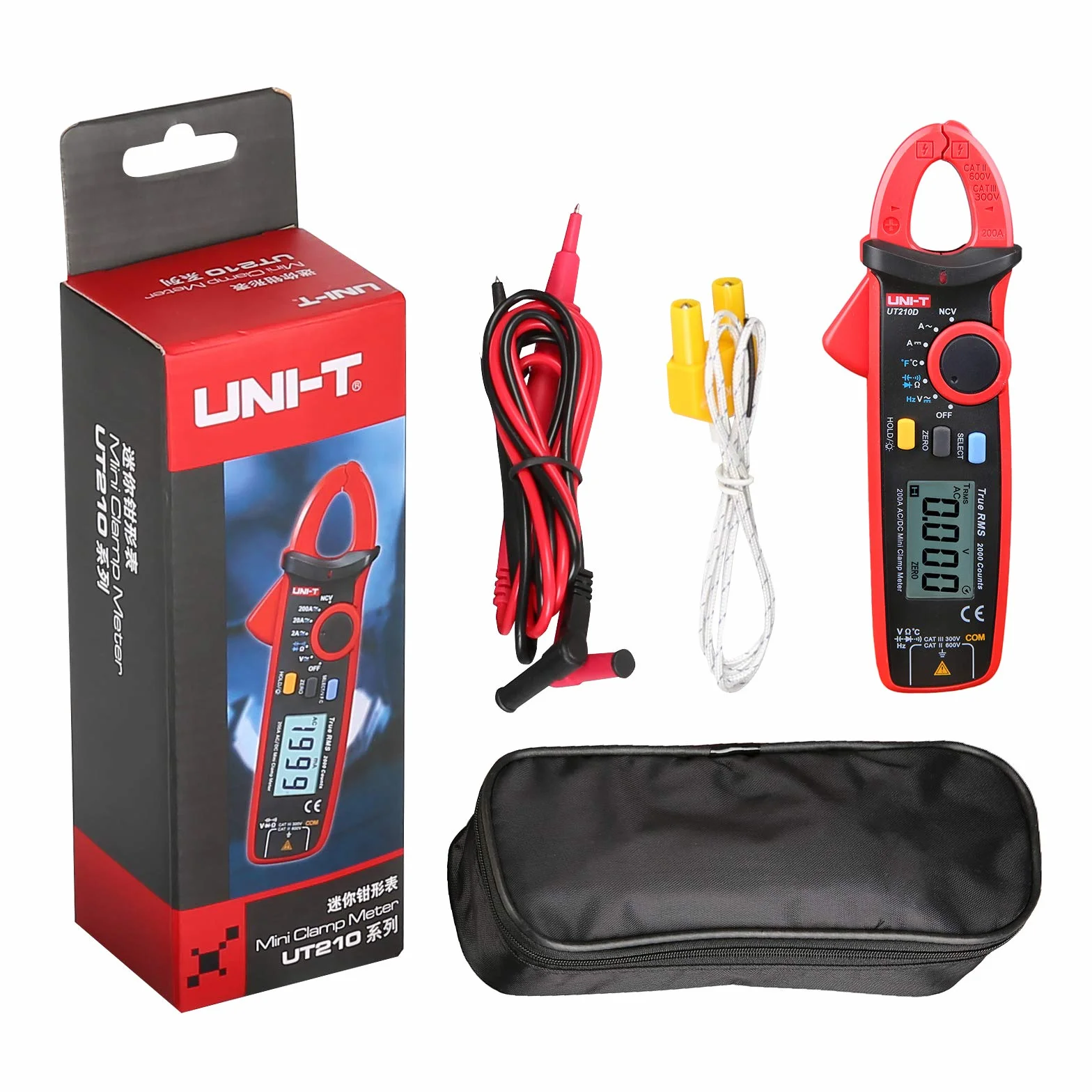 UNI-T UT210D Pince ampèremétrique numérique 200A AC DC Vrai RMS Multimètre