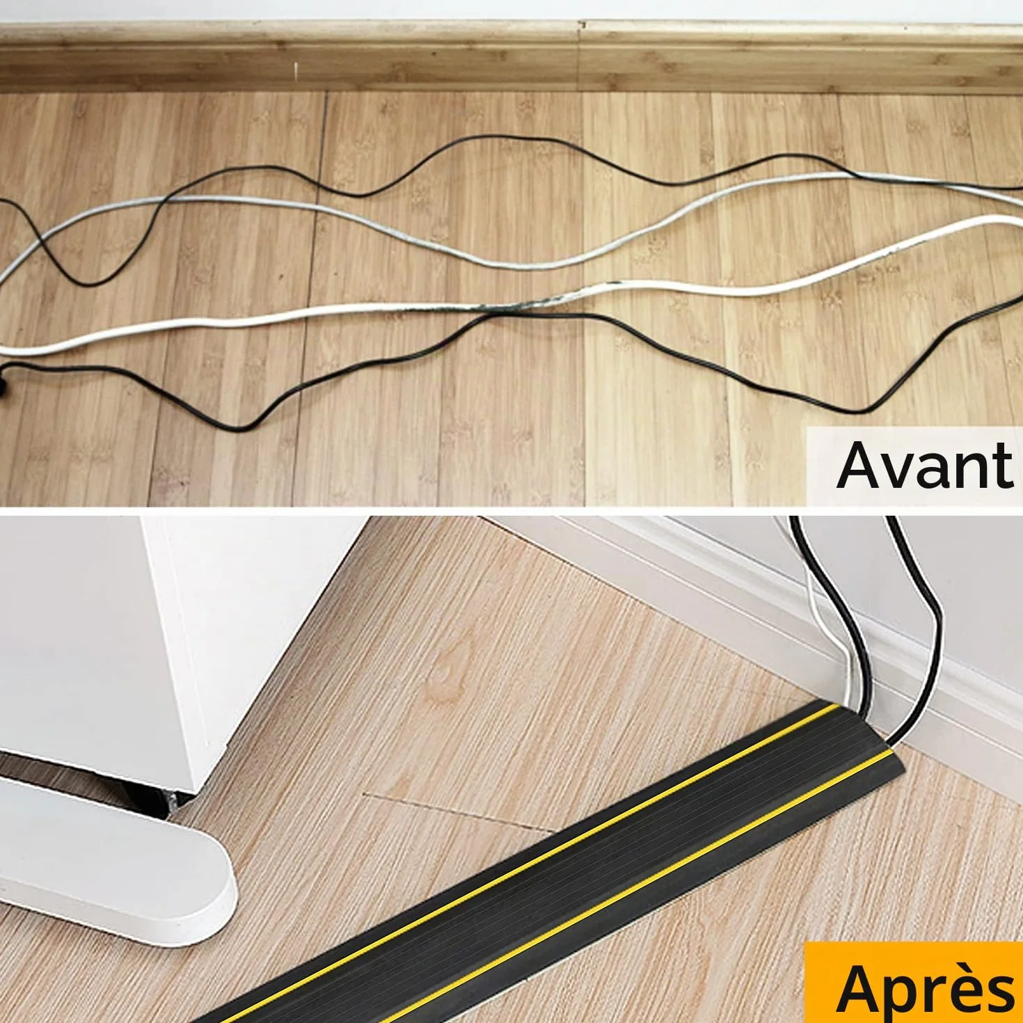 Passe Câble Sol 3 m, Protection Câble 3 Passages Noir