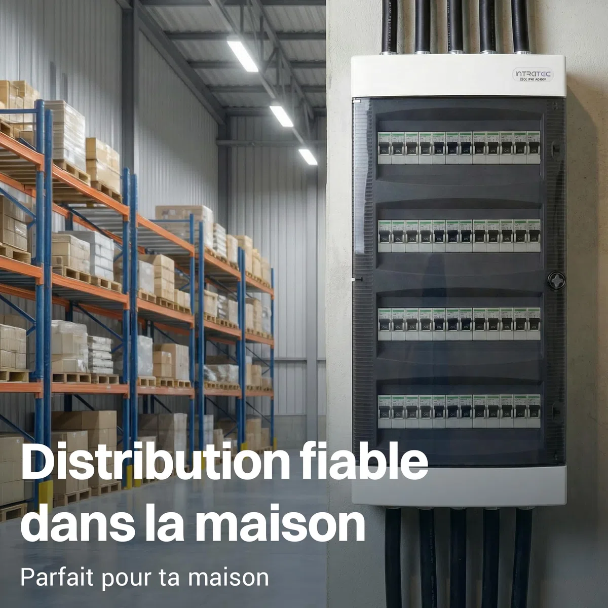 Intratec Coffret de distribution en saillie IP40 4 rangées 48 modules 652 x 287 x 112 mm