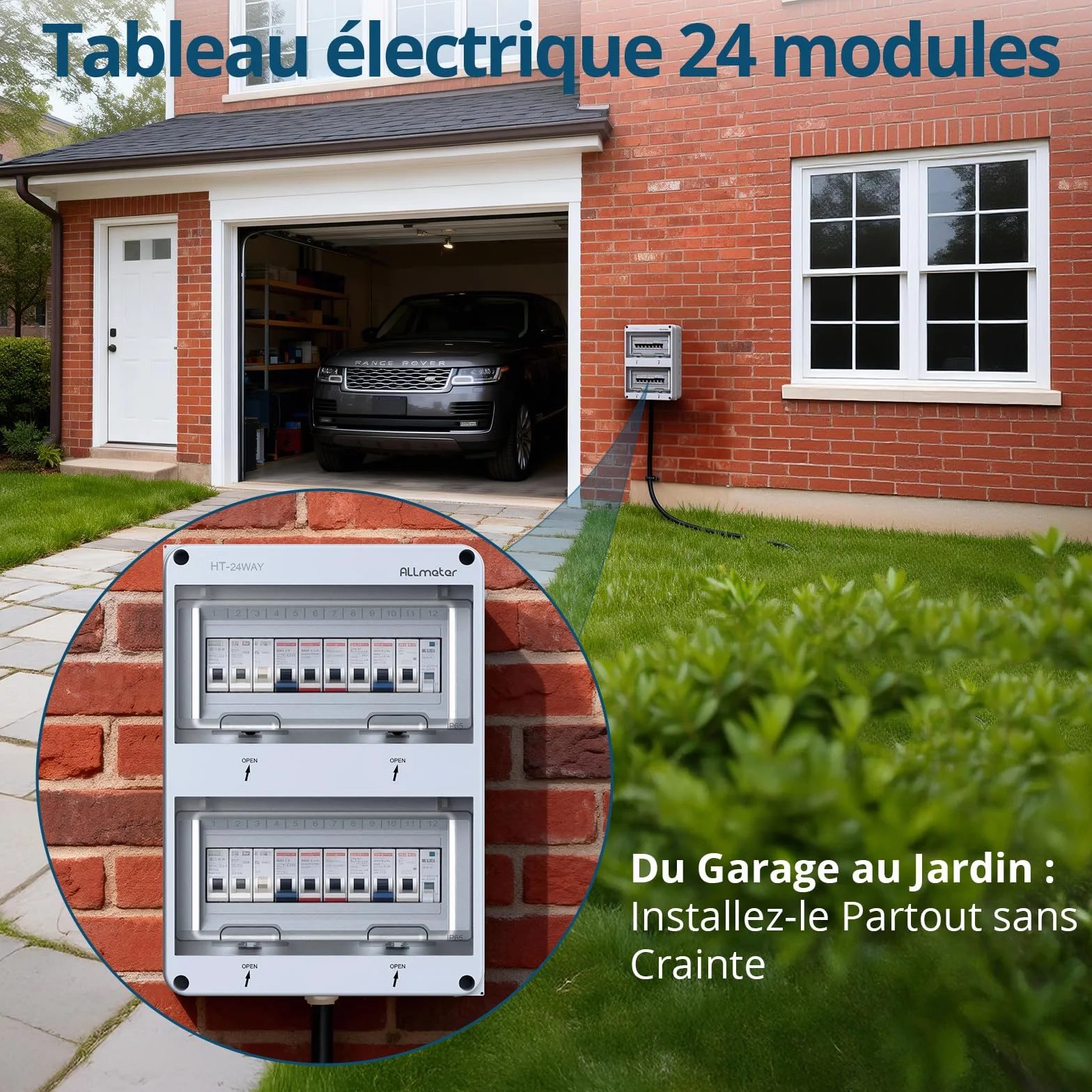 Tableau électrique 2 rangées 24 modules IP65 Coffret étanche avec terminaux et rails intégrés