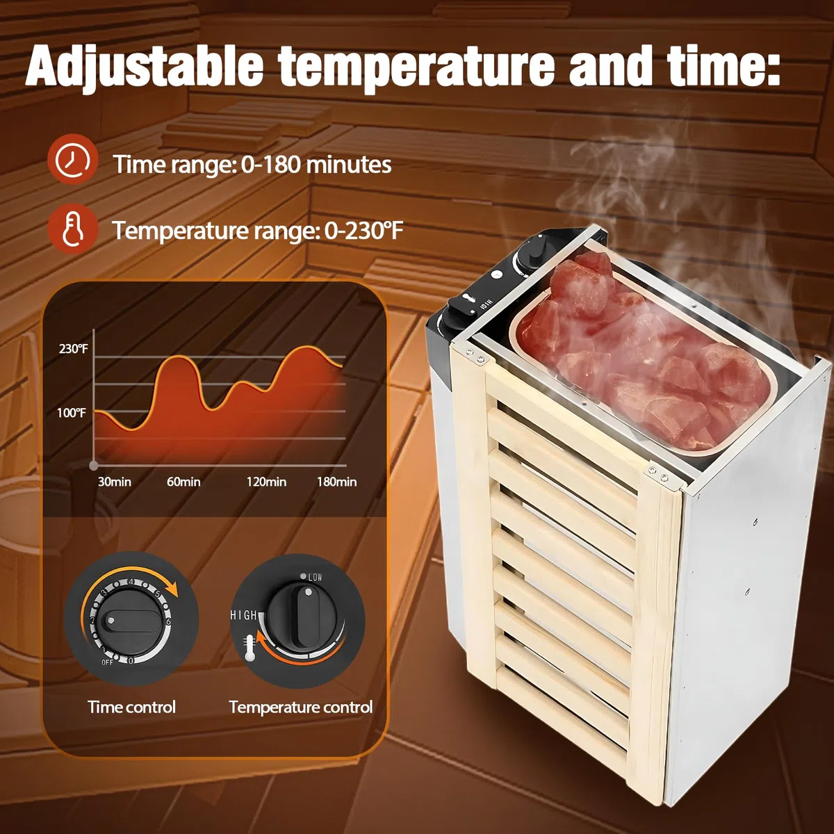 Poêle de sauna électrique 3,6 kW 220 V acier inoxydable chauffage à vapeur