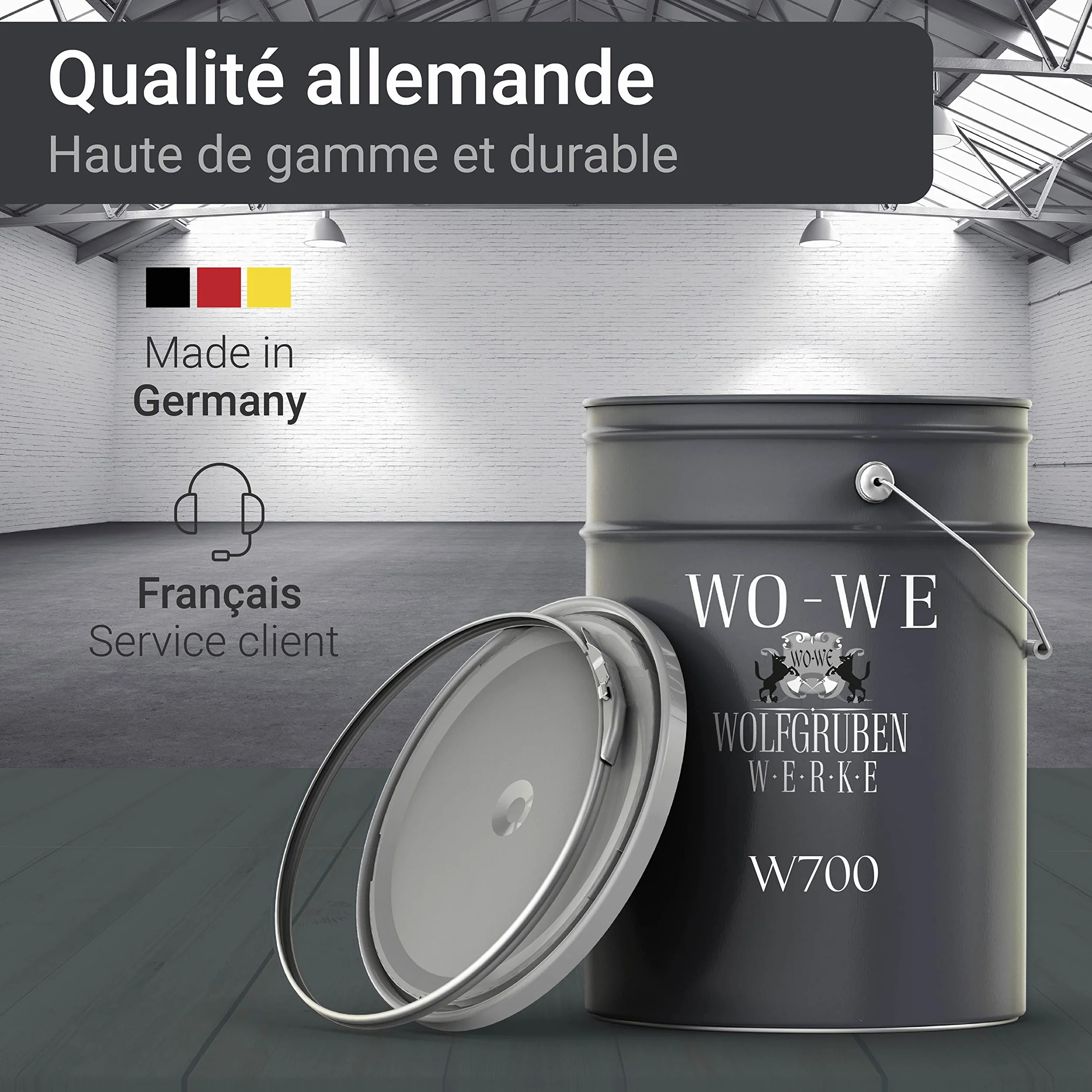 WO-WE Peinture Revêtement Sol Béton Ciment W700 RAL 1001 Beige 10L