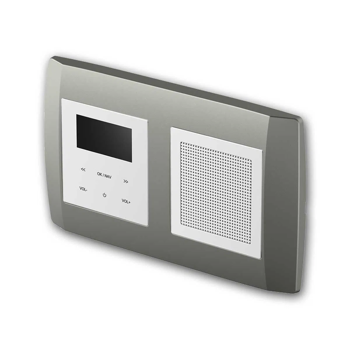Radio encastrée LOGIQ 2W RMS DAB+ FM Bluetooth écran OLED Alarme Sleep Timer Cadre 2 Voies Bold Titane
