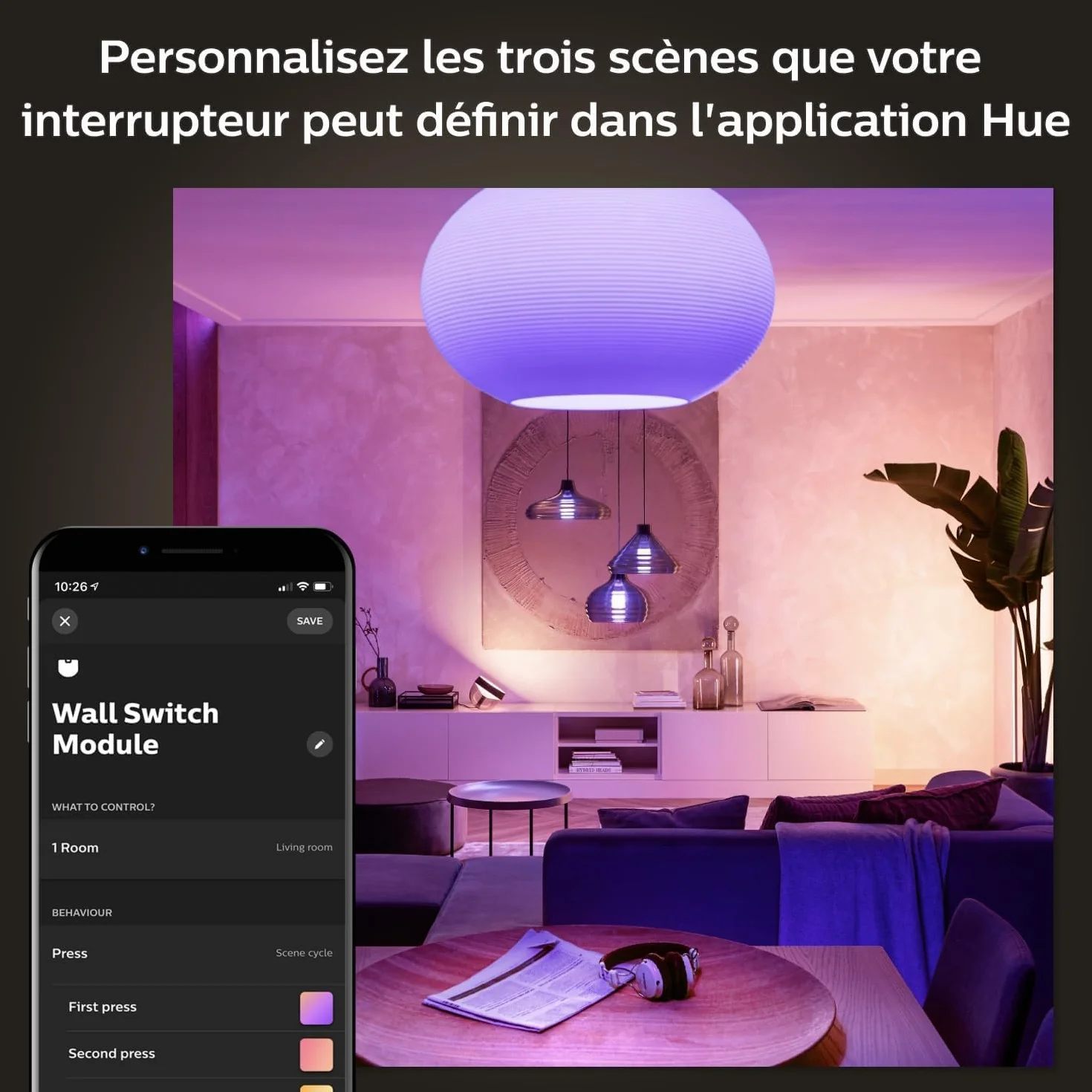 Philips Hue Module d'interrupteur mural Pack de 2 Blanc compatibile Alexa Google Assistant Apple HomeKit