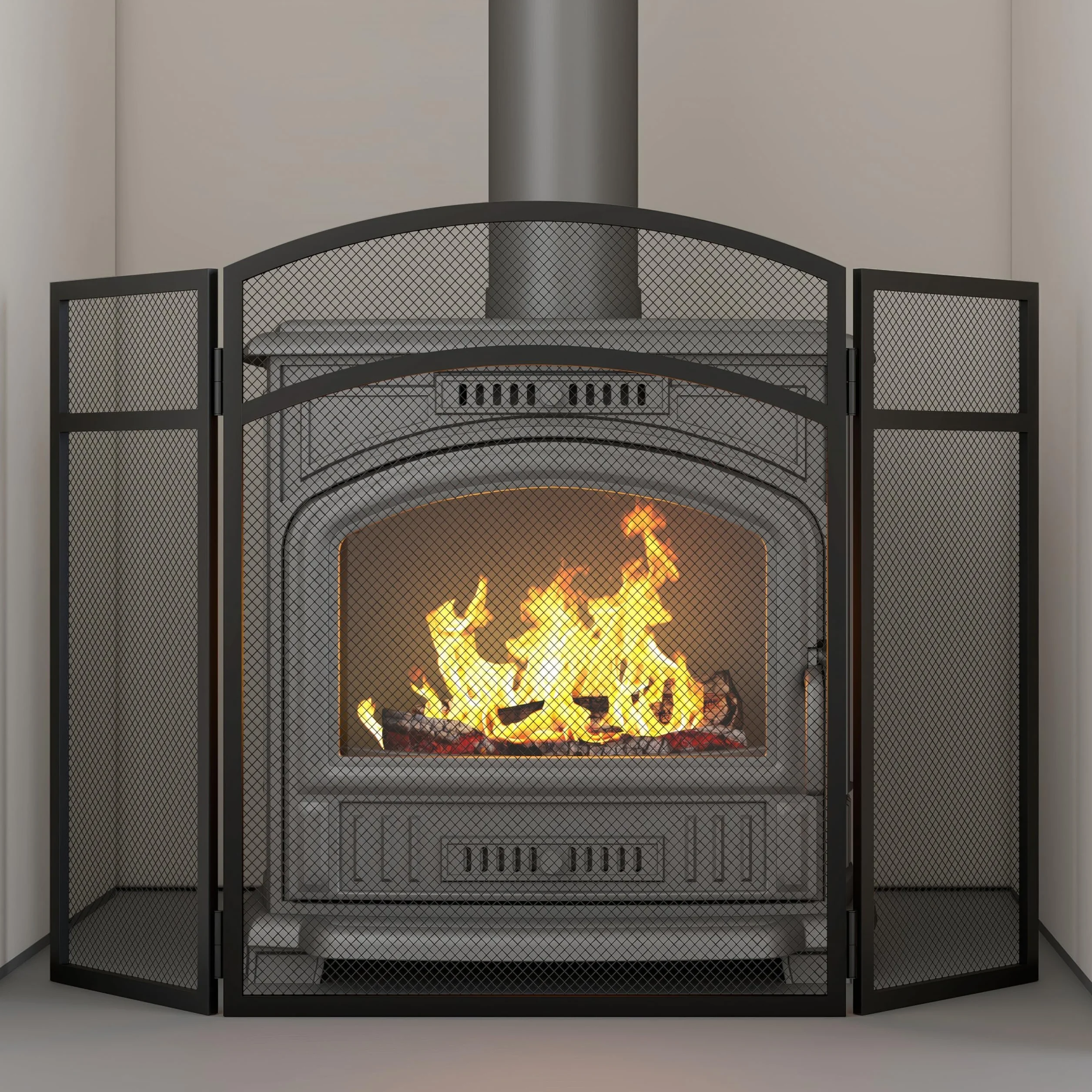Kingson Pare-feu noir 96,5 x 61 cm pour poêles à bois sécurité bébés animaux