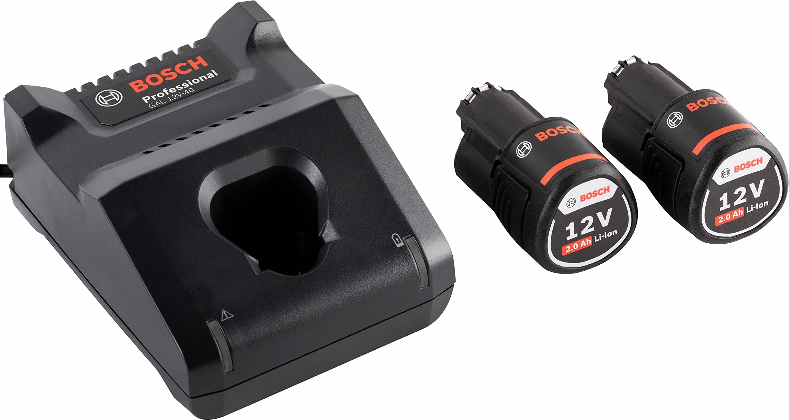 Bosch Professional 12V System Starter-Set 2 Batteries GBA 12V 2.0Ah + Charger GAL 12V-40