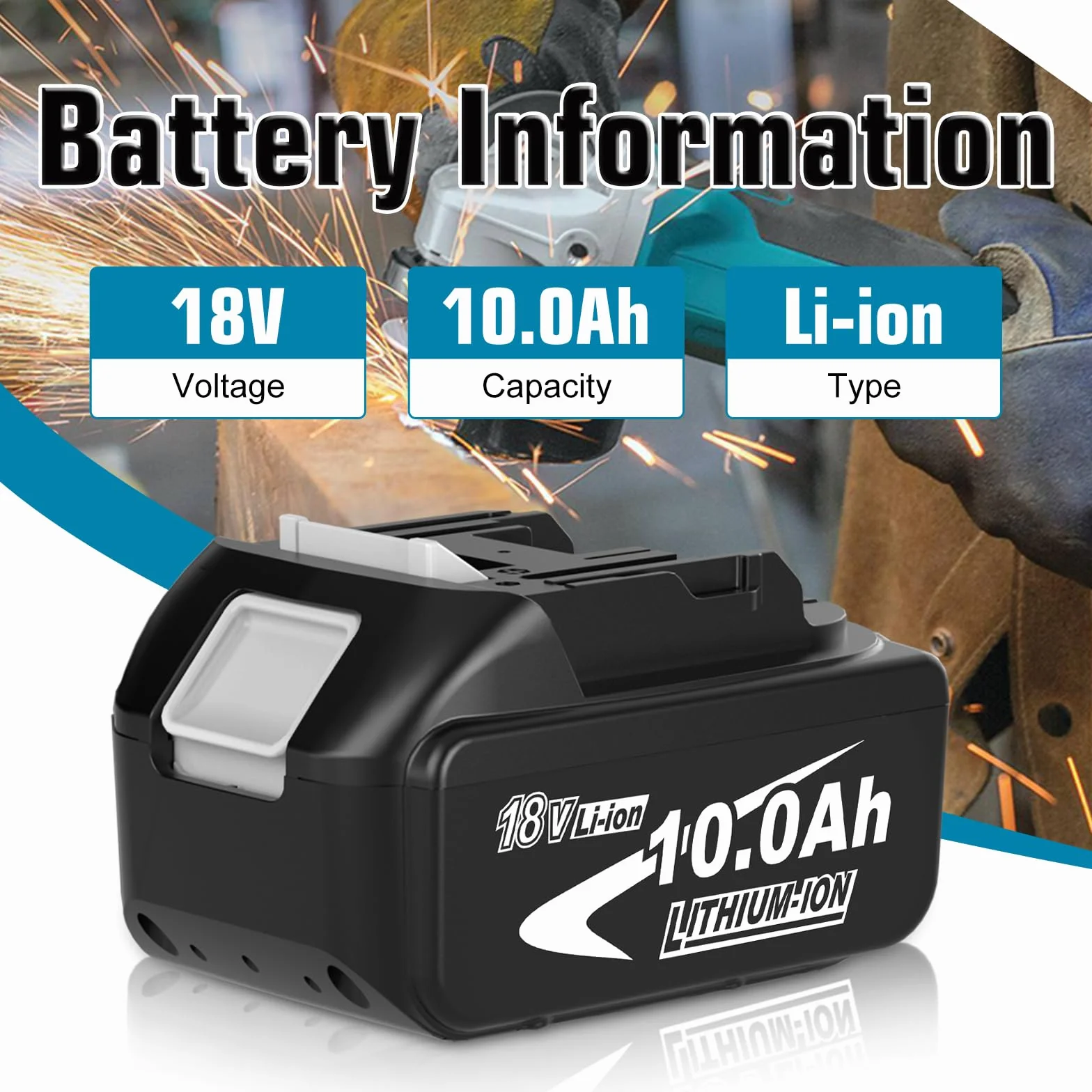 Makita 18V Batterie BL1850B BL1860B 10000mAh Dosctt Remplacement avec Indicateur LED