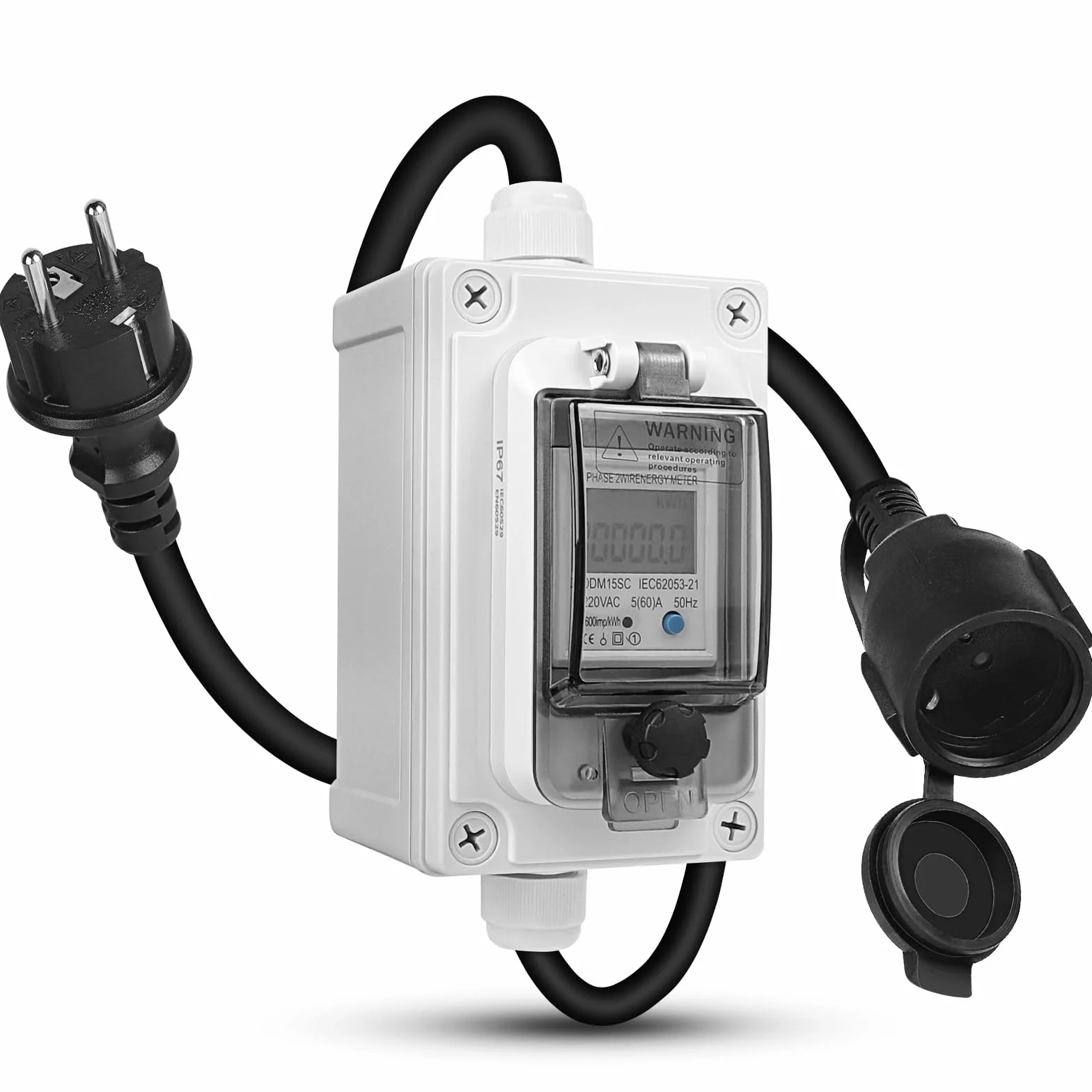 SWAWIS Compteur Electrique Numérique Mobile 230V IP67 Wattmètre Prise Camping-cars Véhicules Electriques
