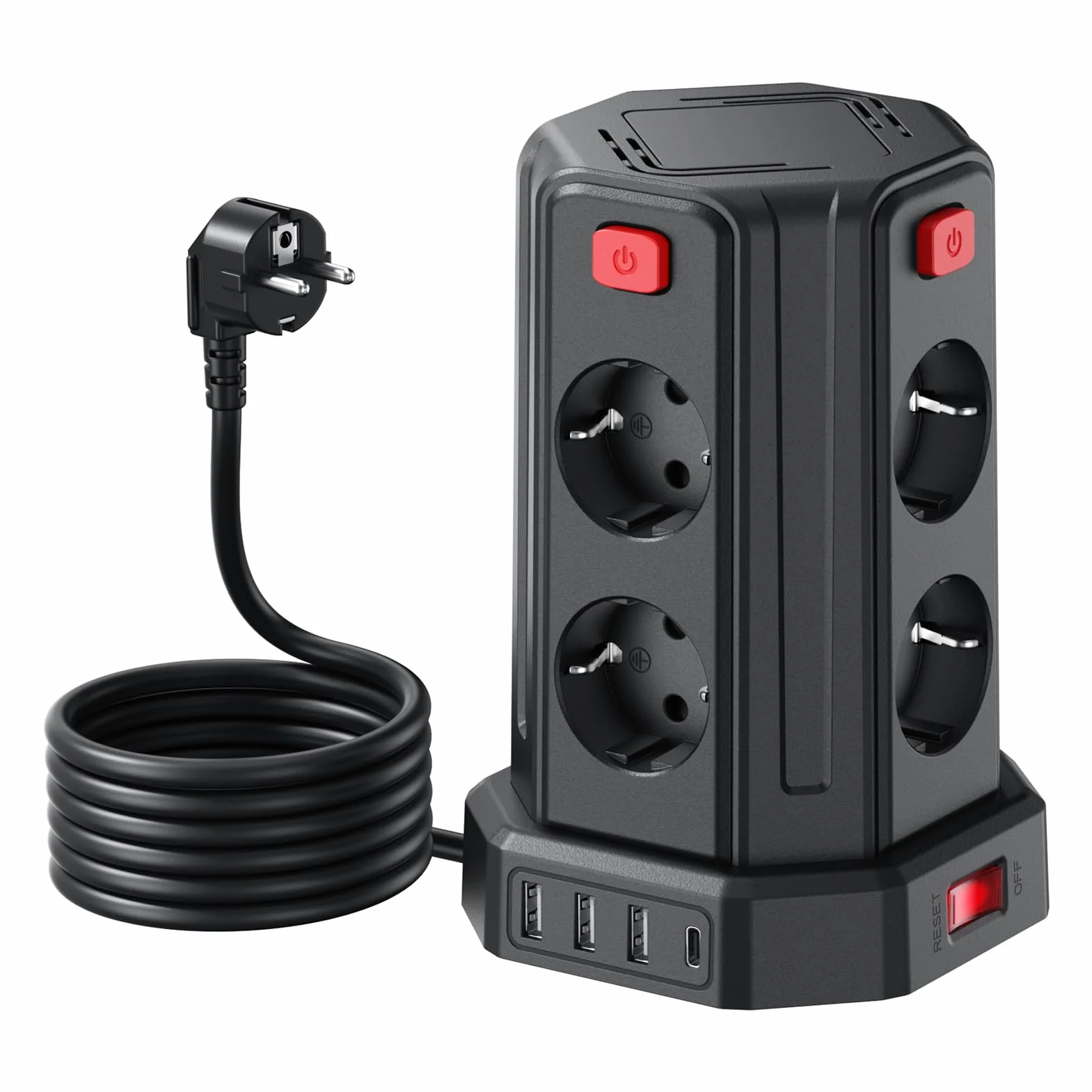 Sameriver Multiprise 8 Prises Protection Surtensions Interrupteur Câble 3 m