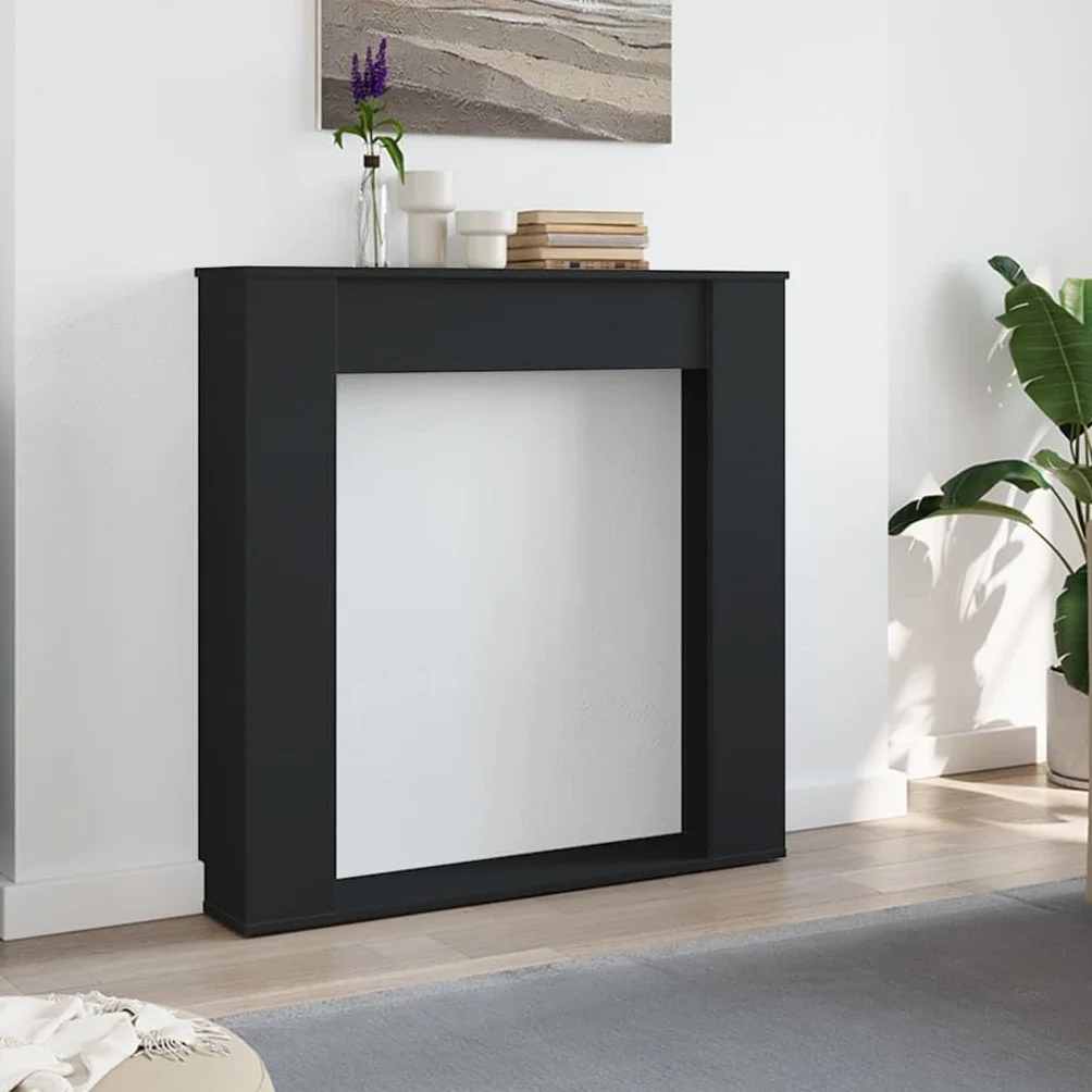 Cadre de cheminée noir 100x20x100 cm bois d'ingénierie