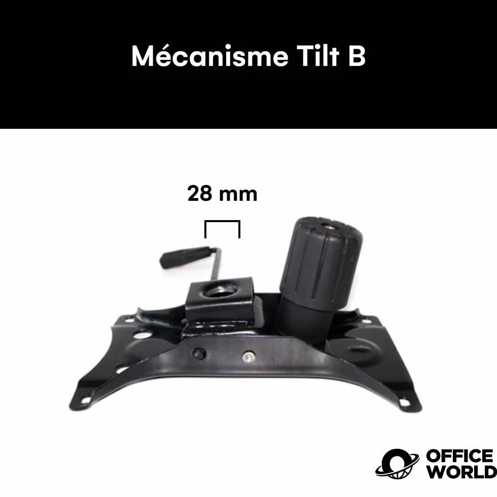 OfficeWorld Mécanisme Tilt-B pour Chaise de Bureau, Plaque Métallique avec Réglage Ressort à Gaz