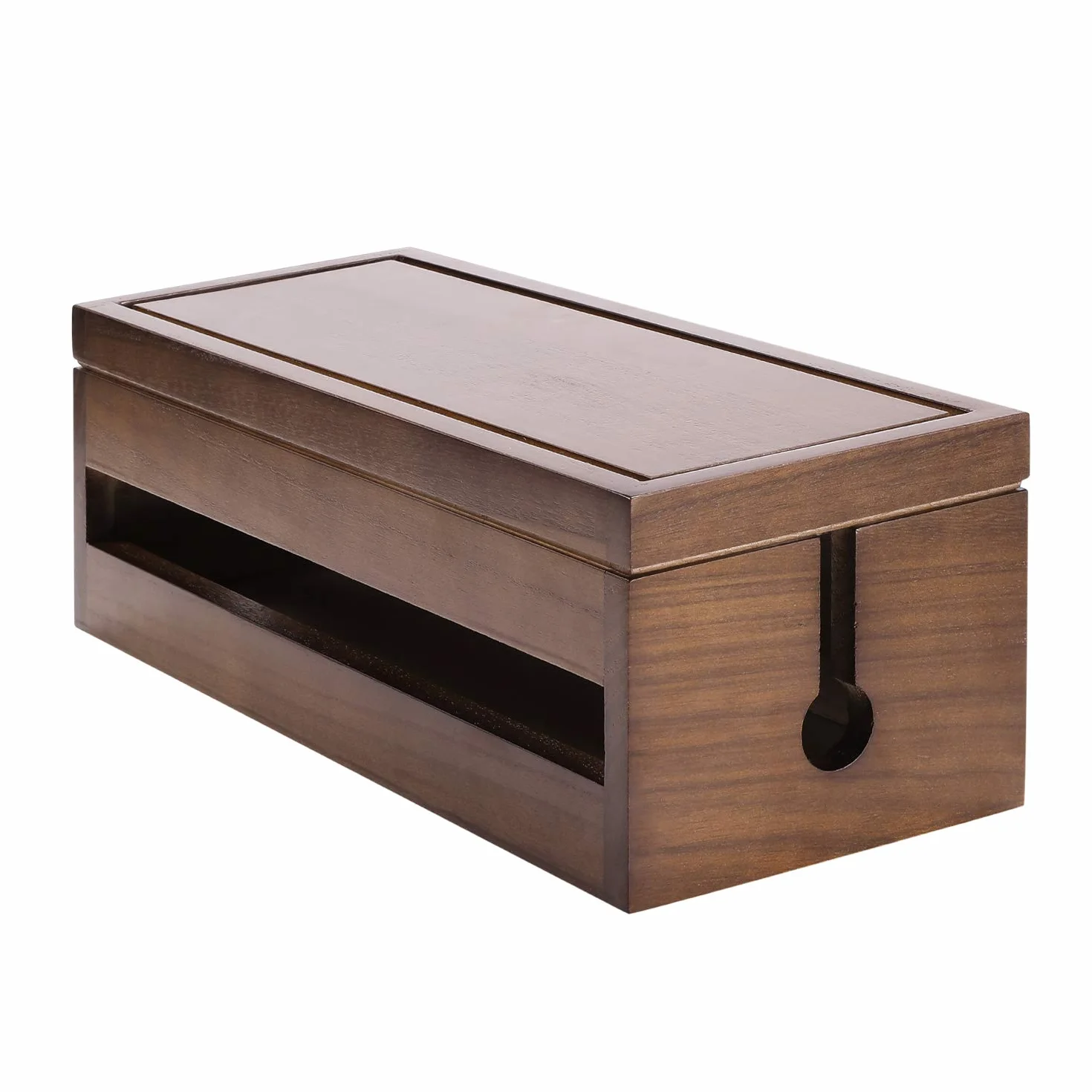 Changsuo Boîte de Gestion de Câbles en Bois, Protection Contre Les Surtensions, Couvercle de Rangement Marron