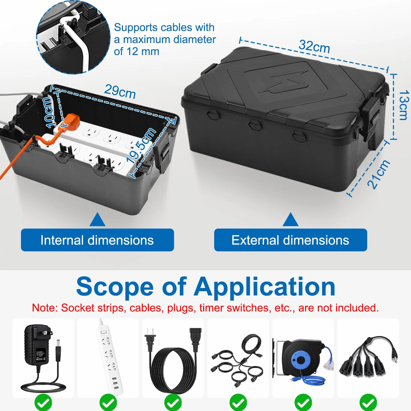 Boite Etanche Electrique Exterieur IP54 32x21x13cm Coffret Electrique Résistant aux Intempéries