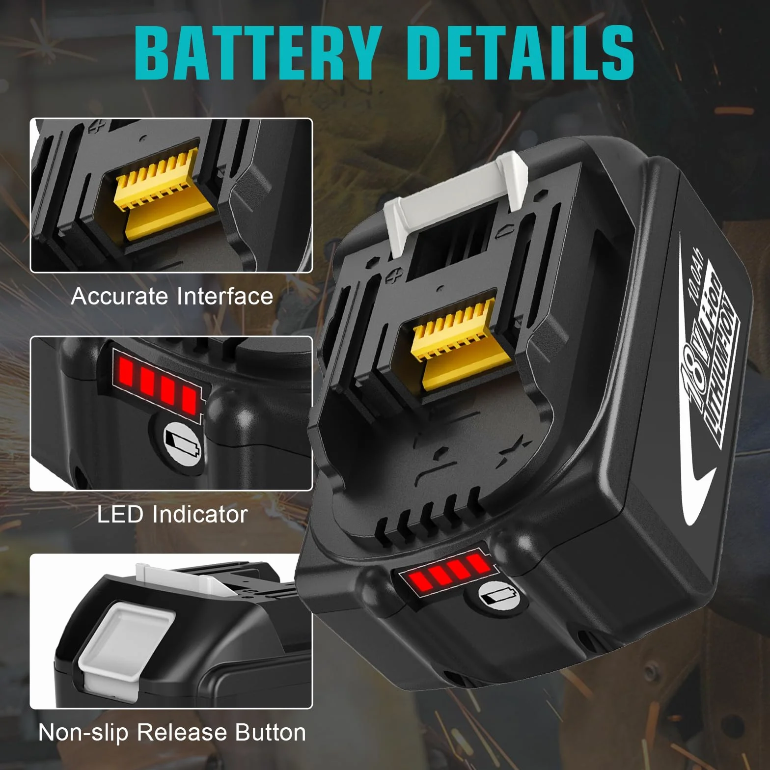 Makita 18V LXT 10.0Ah Batterie de Rechange pour BL1860B BL1850B BL1840B, Compatible Charge DC18RC DC18RD - Outils sans Fil Haute Autonomie