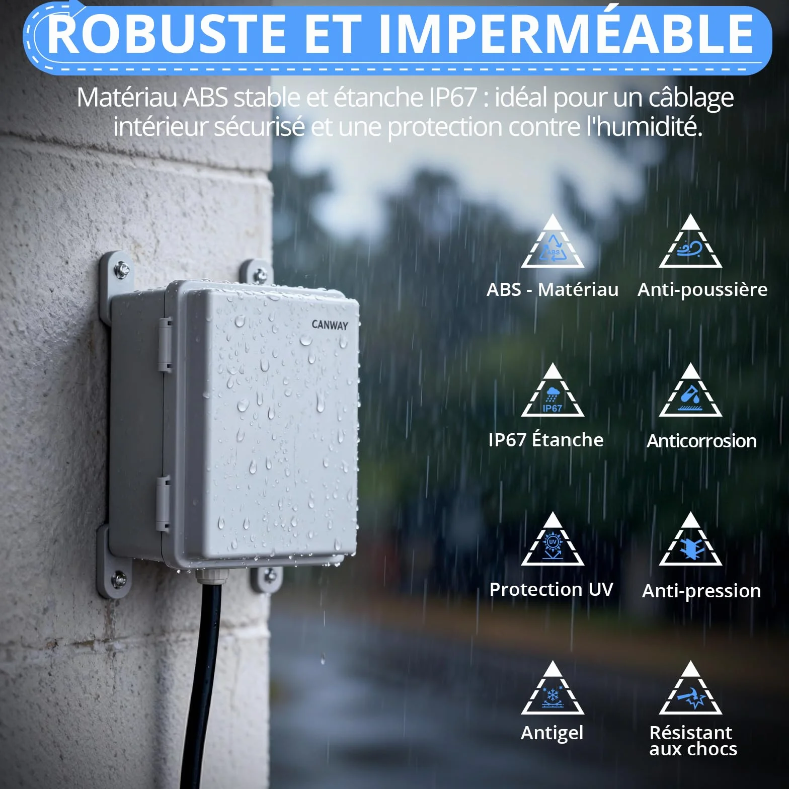 CAMWAY Coffret Electrique Etanche Exterieur ABS Renforcé 3mm Boîte de Jonction IP67 30x20x16cm