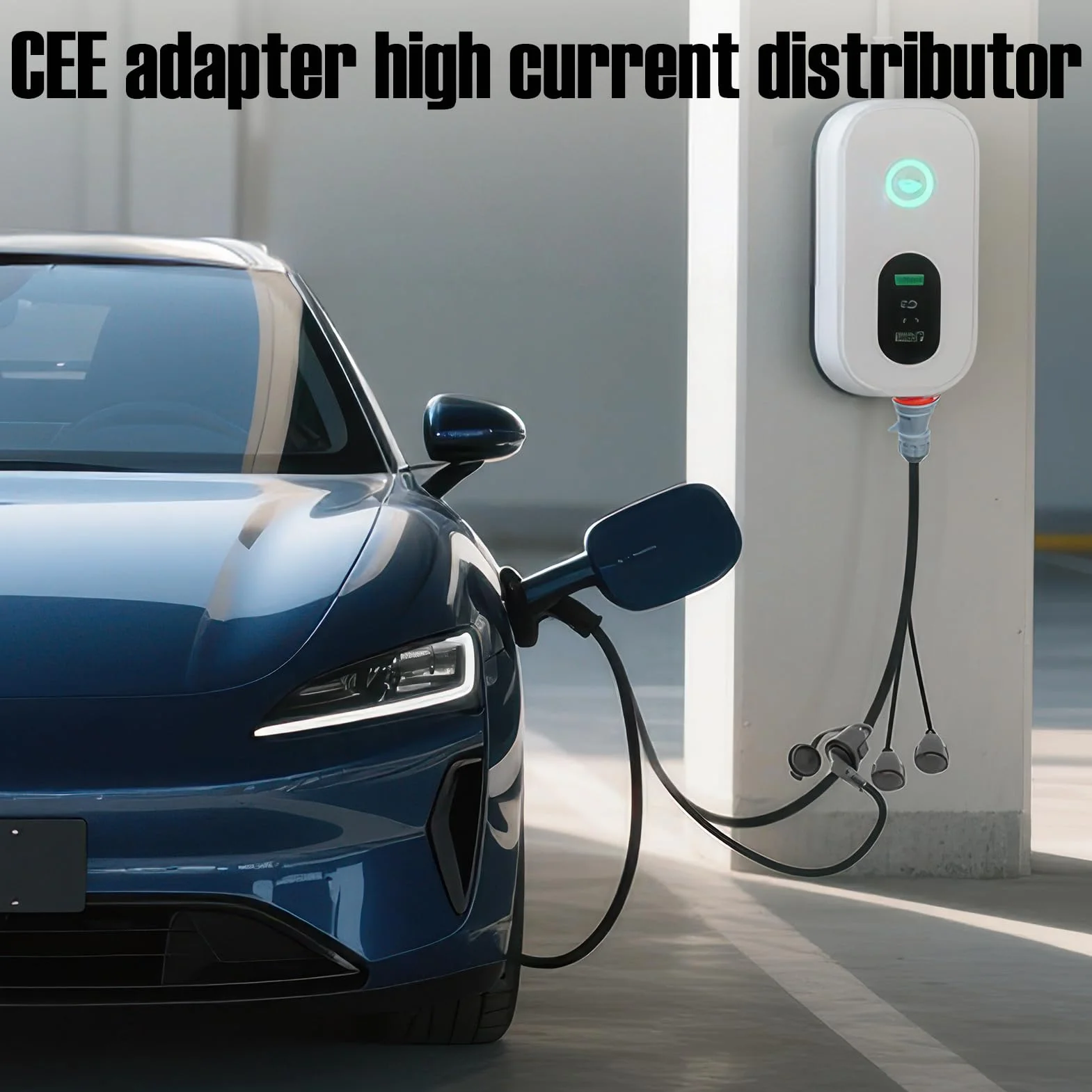 Adaptateur Prise Triphasée vers Monophasé 16A 400V vers 3 Prises 230V avec Couvercle et Bouchon de Sécurité