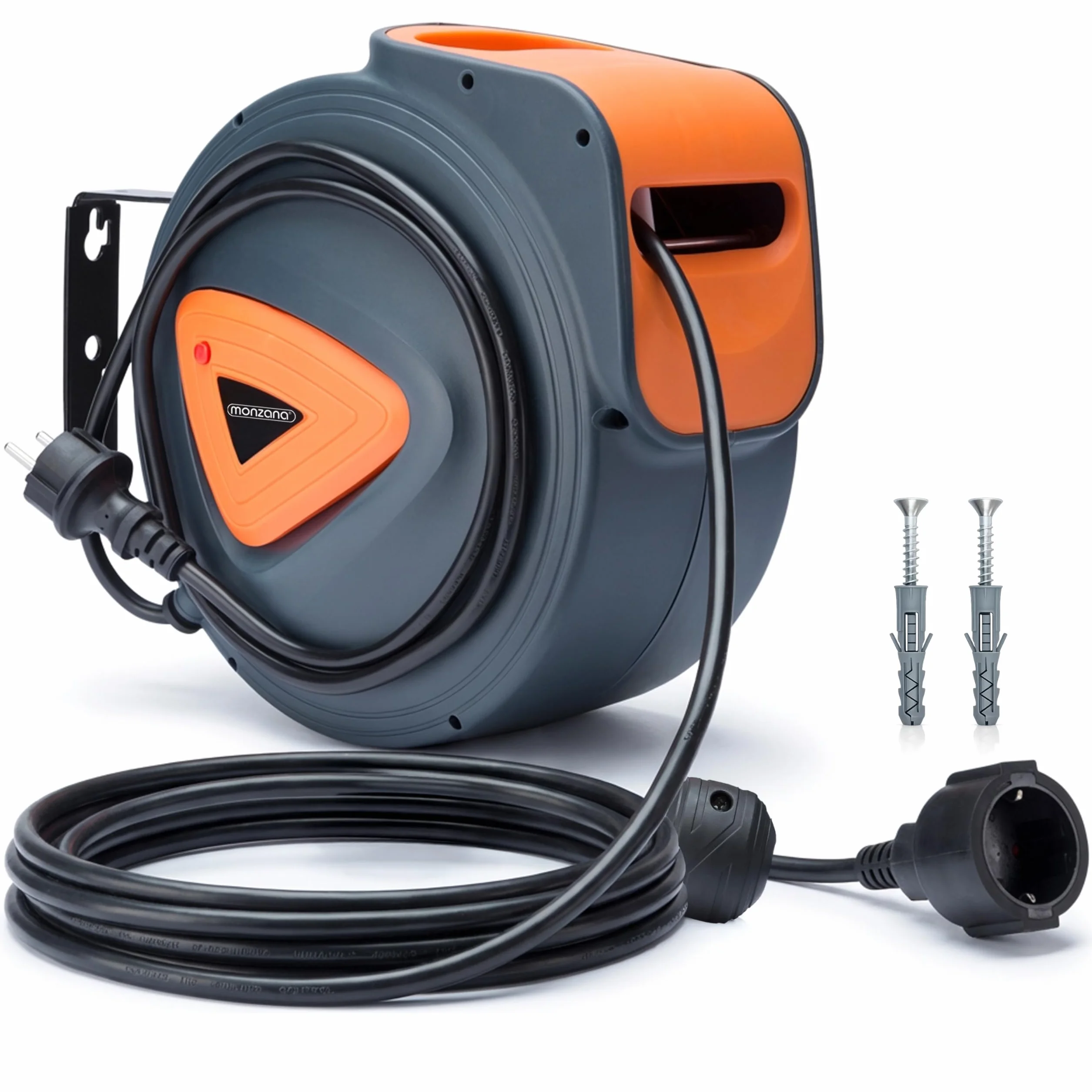 MONZANA Enrouleur Electrique Mural 20 M Support Pivotant 180° Automatique Compact