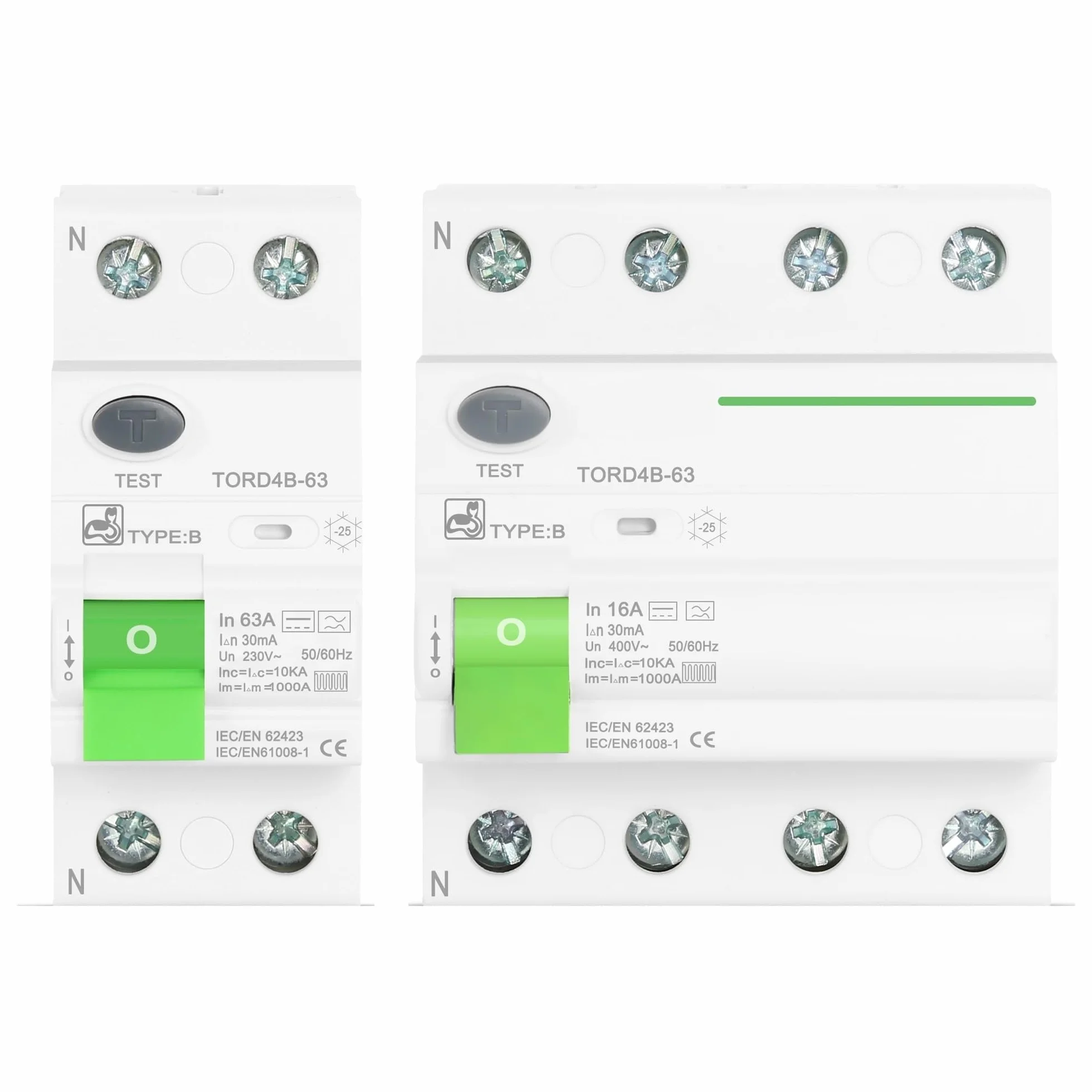 Disjoncteur de courant résiduel RCD RCCB Type B 2P 4P AC 40A 63A 30mA 100mA 300mA 10kA Rail Din 230V