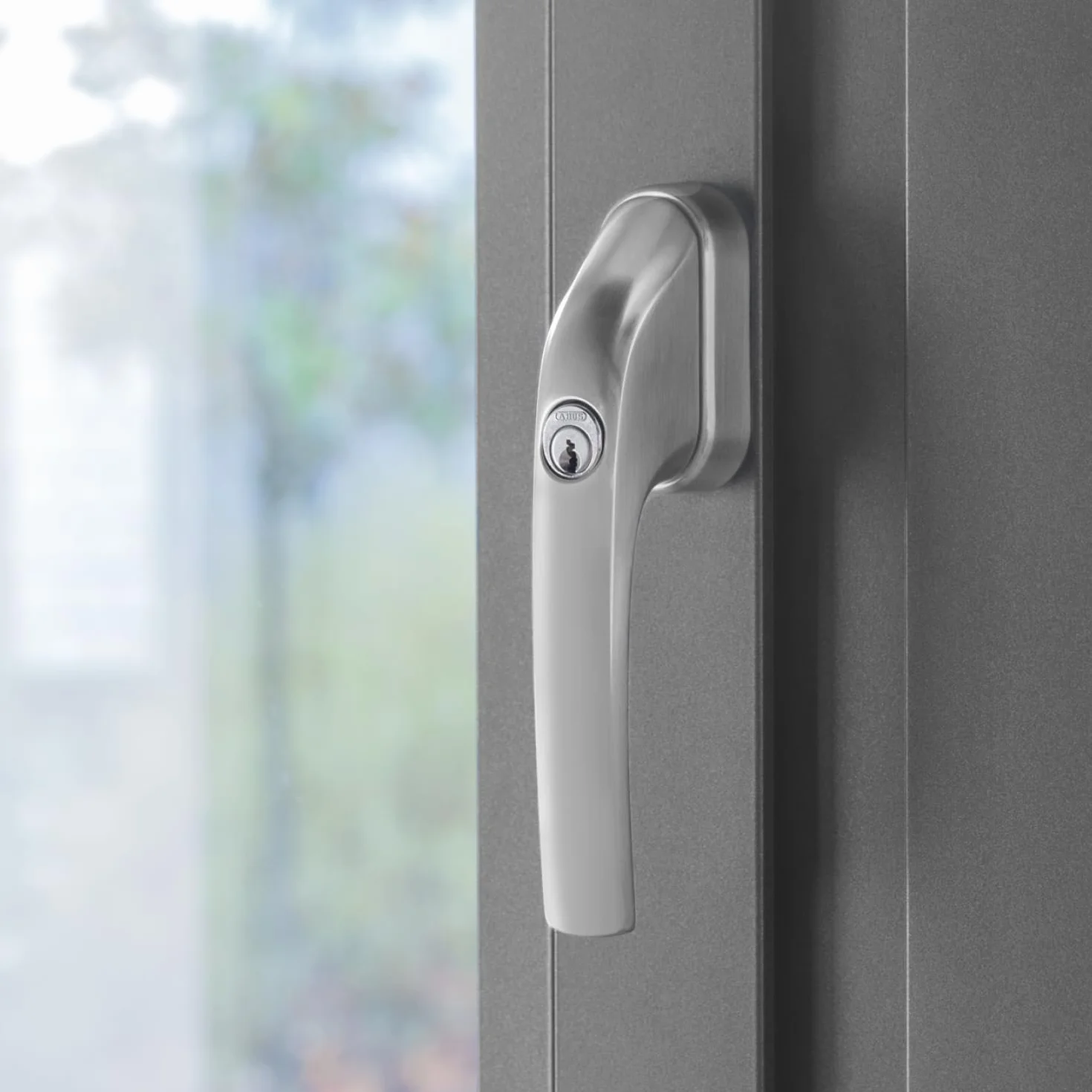ABUS FG300 Poignée de Fenêtre Verrouillable avec Cylindre Poussoir, Sécurité Niveau 5, Argent