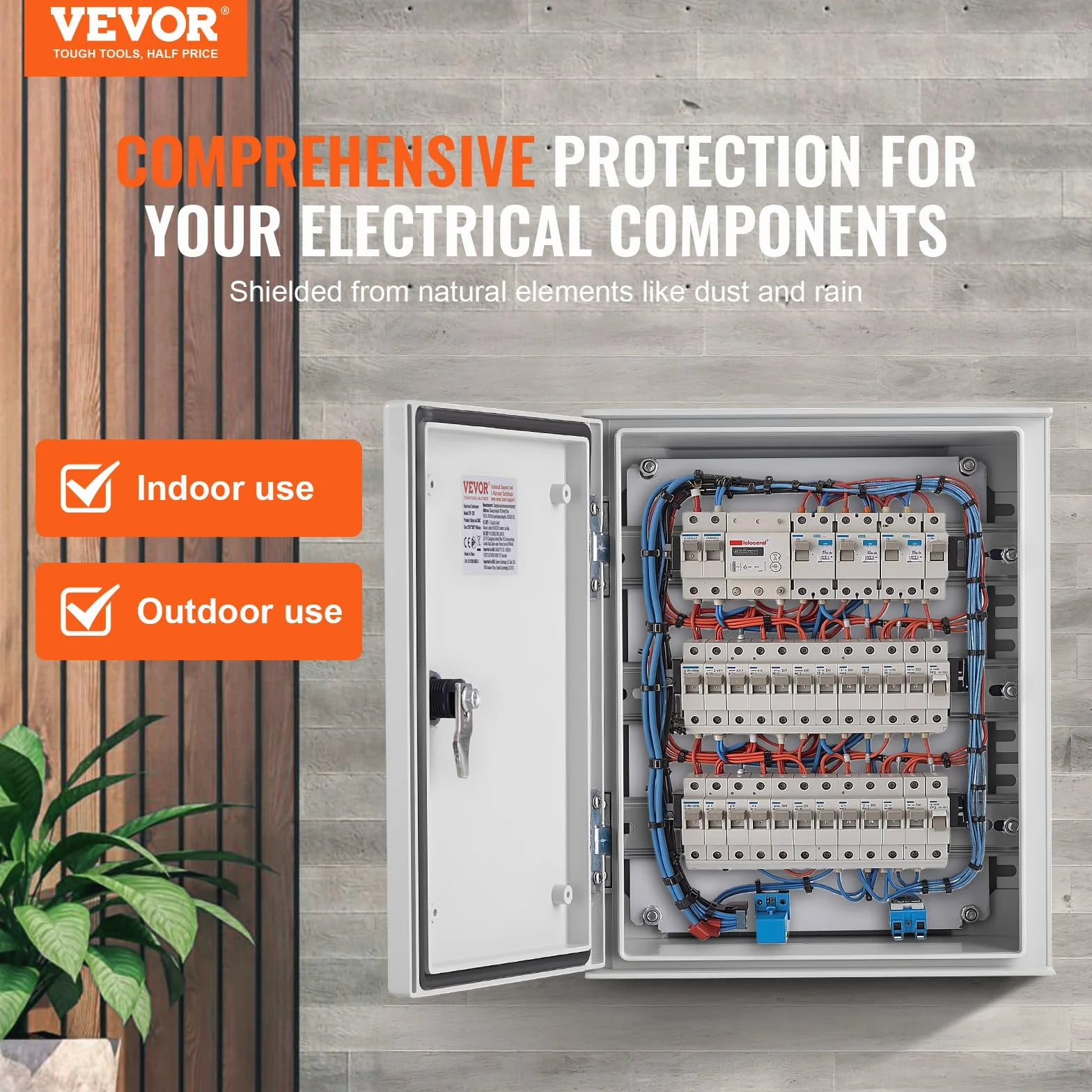 VEVOR Boîtier en fibre de verre NEMA 30x25x14 cm IP66 étanche coffret électrique extérieur avec plaque de montage