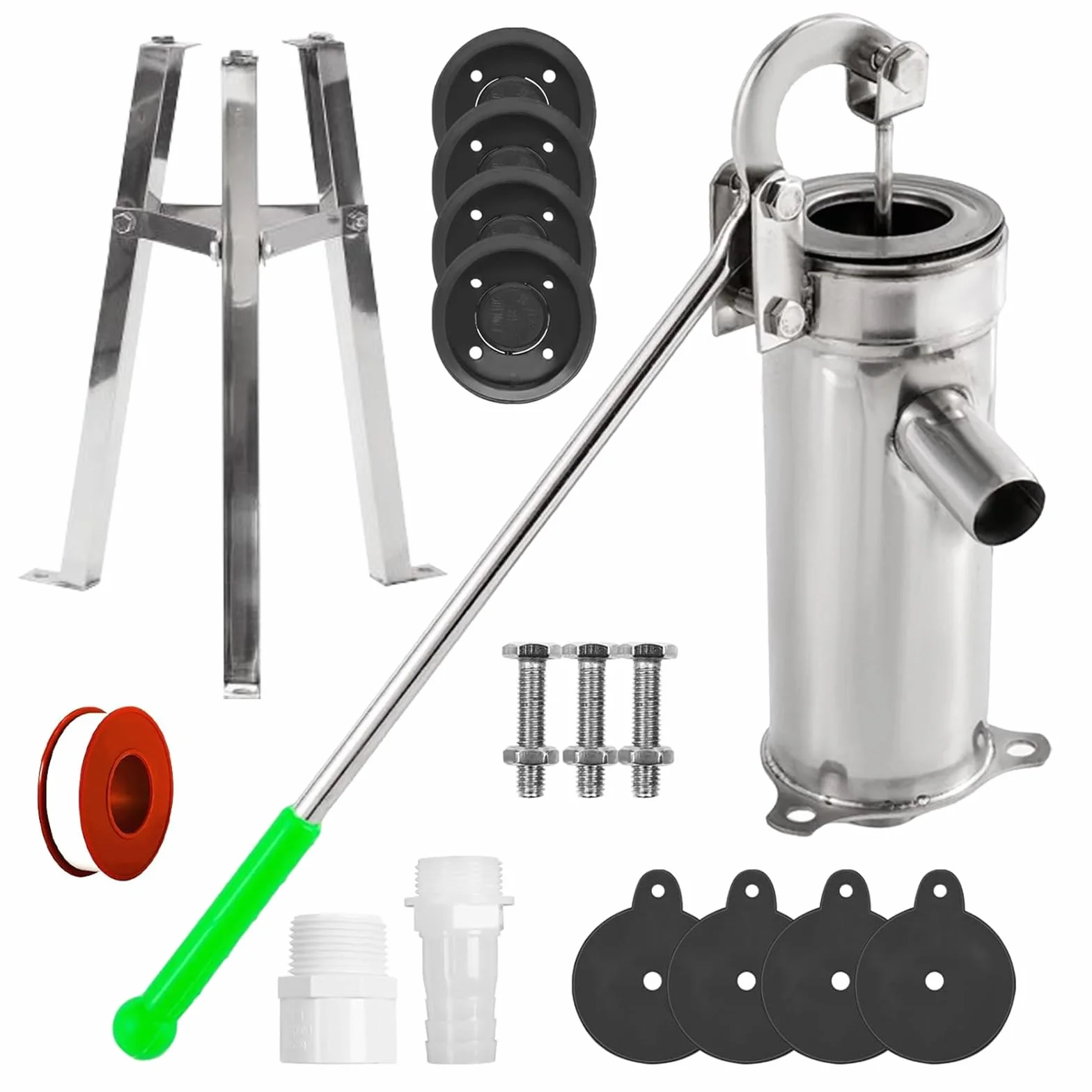 Pompe à Main en Acier Inoxydable 58 cm Kit Complet pour Puits Jardin