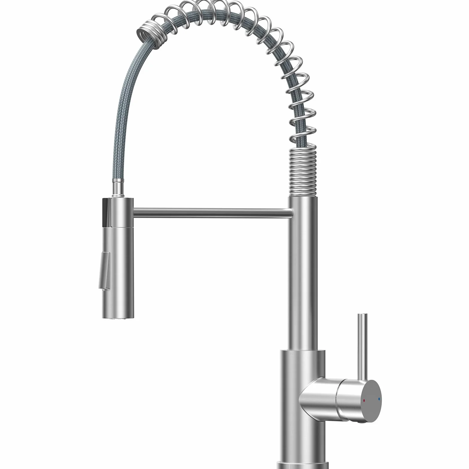 CECIPA Robinet Cuisine Mitigeur Avec Douchette Extractible, Acier Inoxydable Brossé, Arc Élevé Rotatif 360°