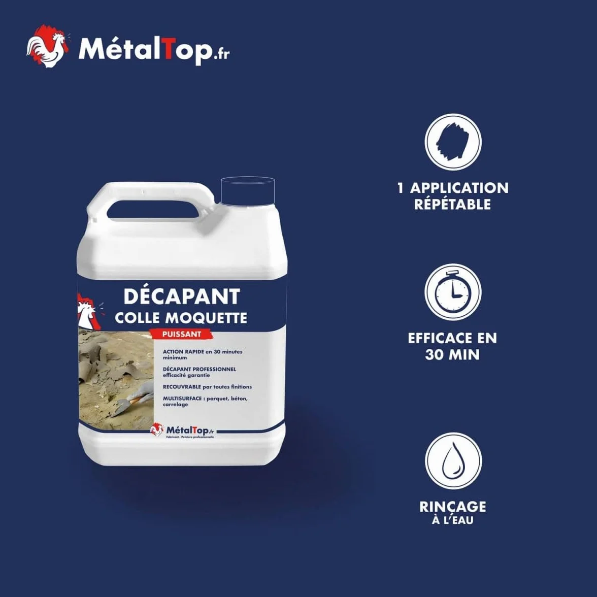 Metaltop Decapant Colle Moquette 5 L Elimine résidus colle sol béton bois carrelage