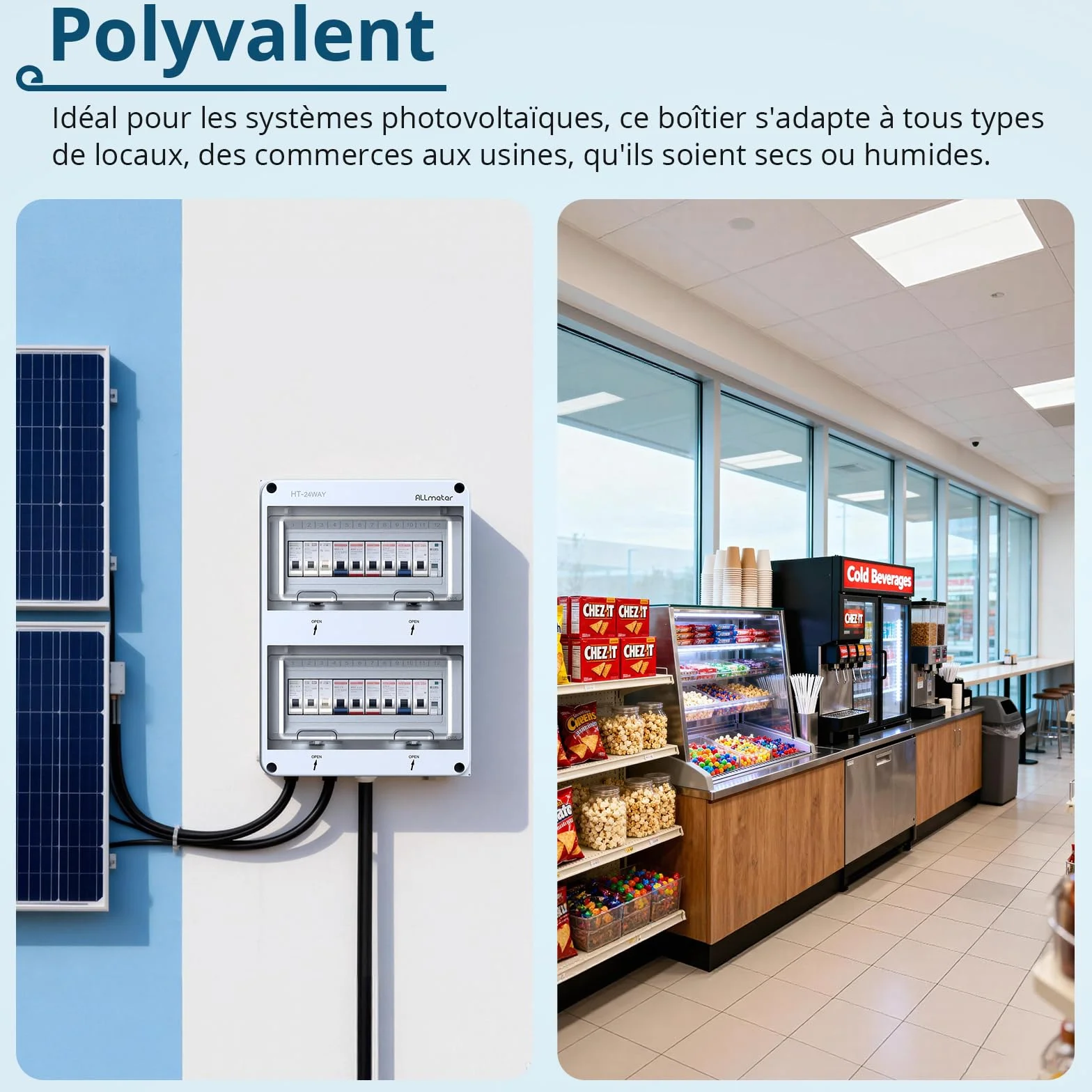 Tableau électrique 2 rangées 24 modules IP65 Coffret étanche avec terminaux et rails intégrés