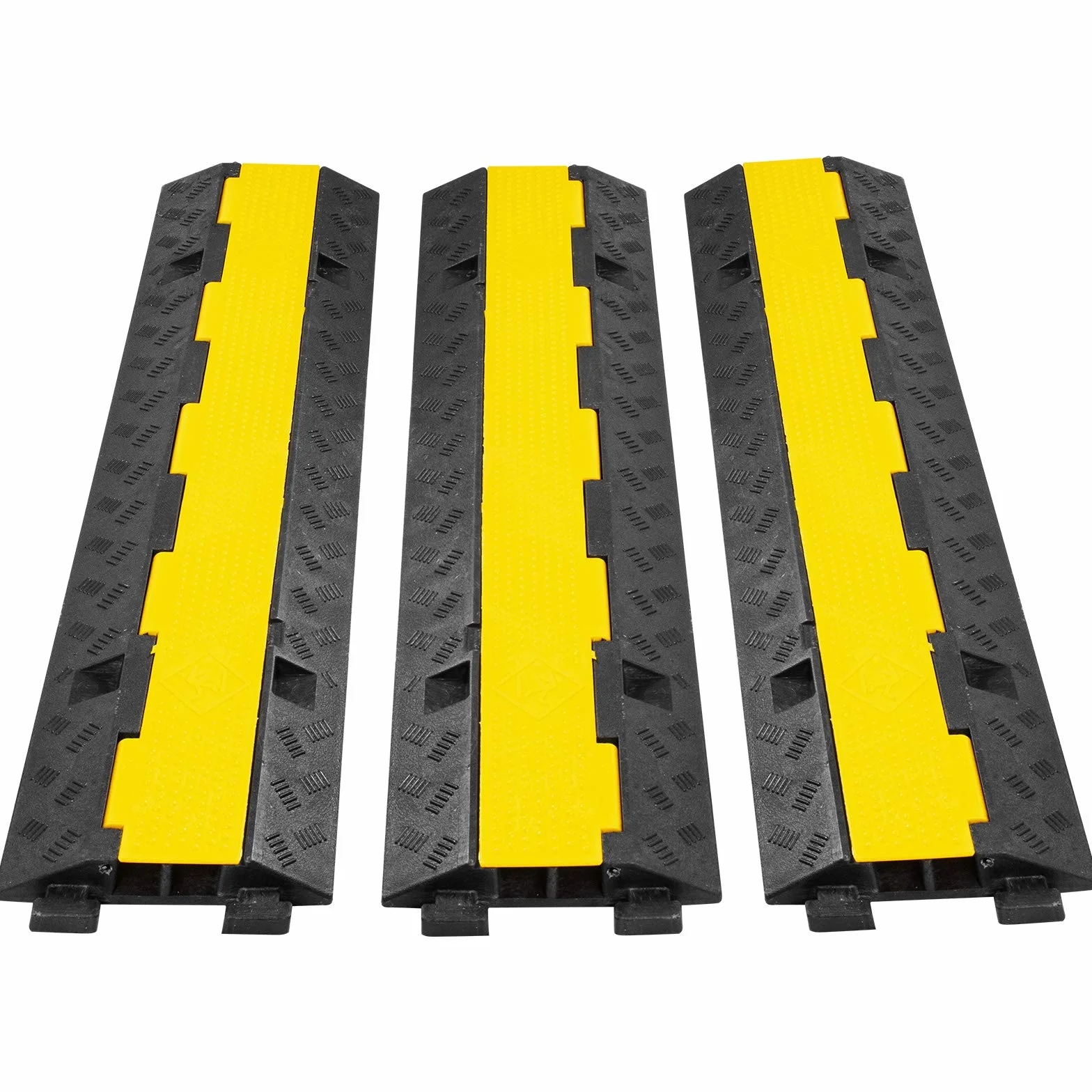 VEVOR 3PCS Rampe Protection Câble 2 Canaux PVC Caoutchouc 101x24,5x5 cm Capacité 4989 kg
