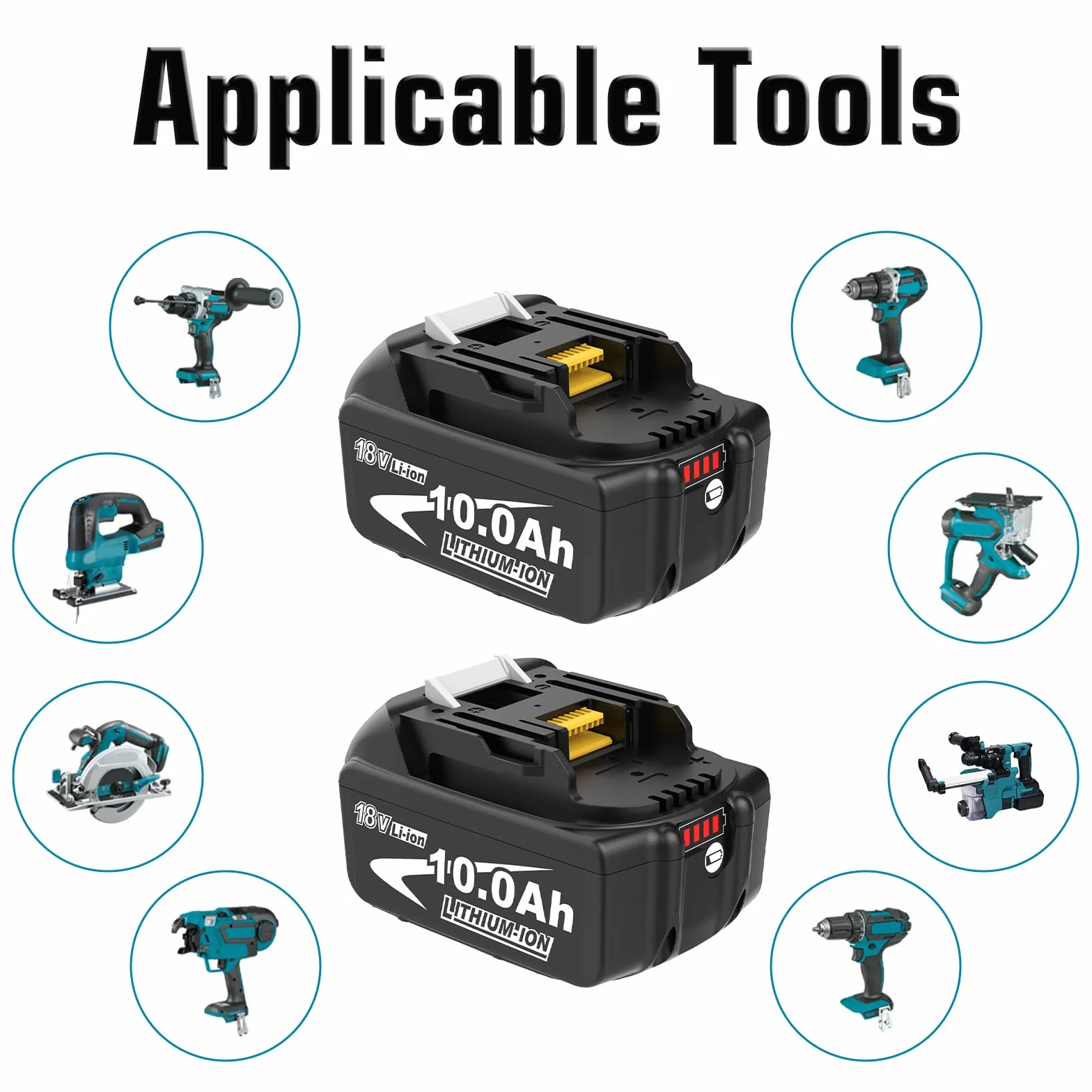 Makita 18V Batterie BL1850B BL1860B 10000mAh Dosctt Remplacement avec Indicateur LED