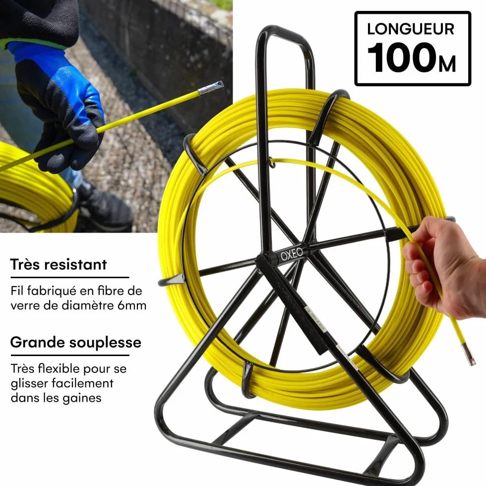 Aiguille tire fil fibre de verre dévidoir 100 m